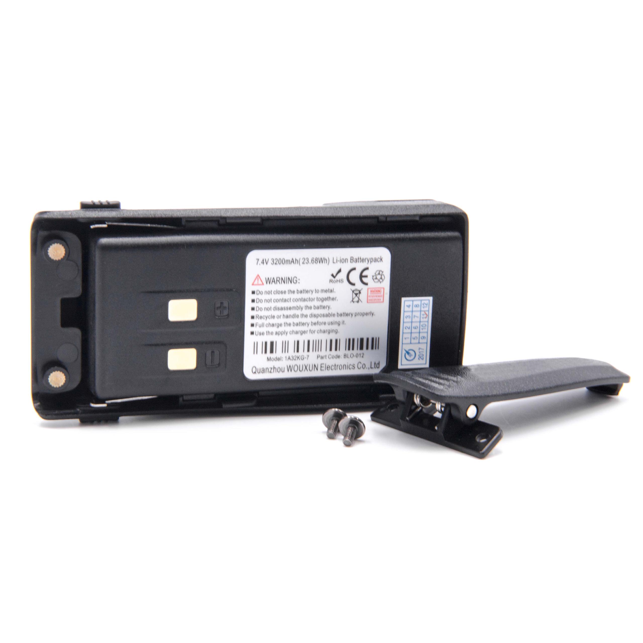 Batterie remplace Wouxun BLO-012, BLO-010, BAT-9P pour radio talkie-walkie - 3200mAh 7,4V Li-ion