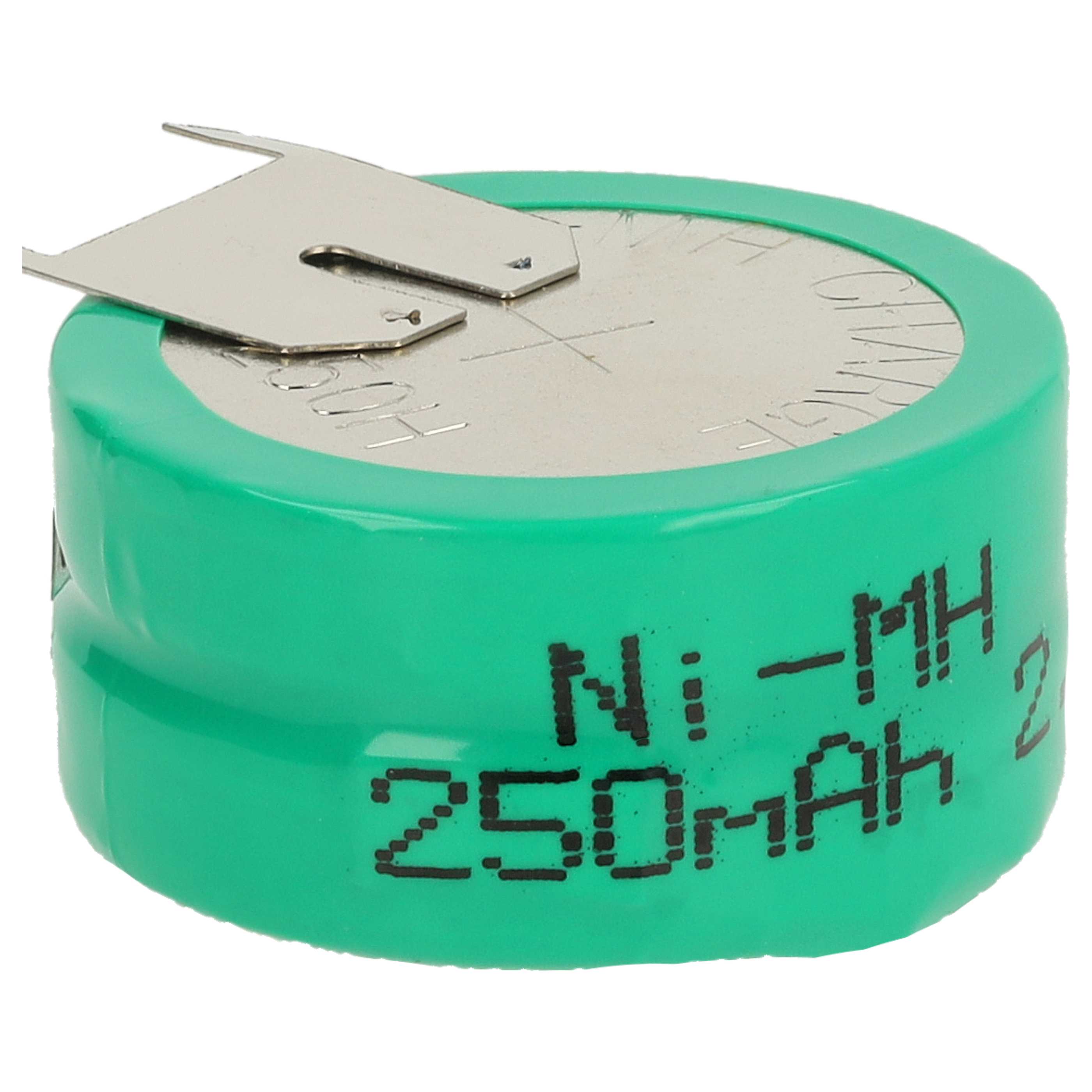 Button Cell Battery Type 2/V250H 3 Pins for Model Building Solar Lamps etc. - 250 mAh 2.4 V NiMH