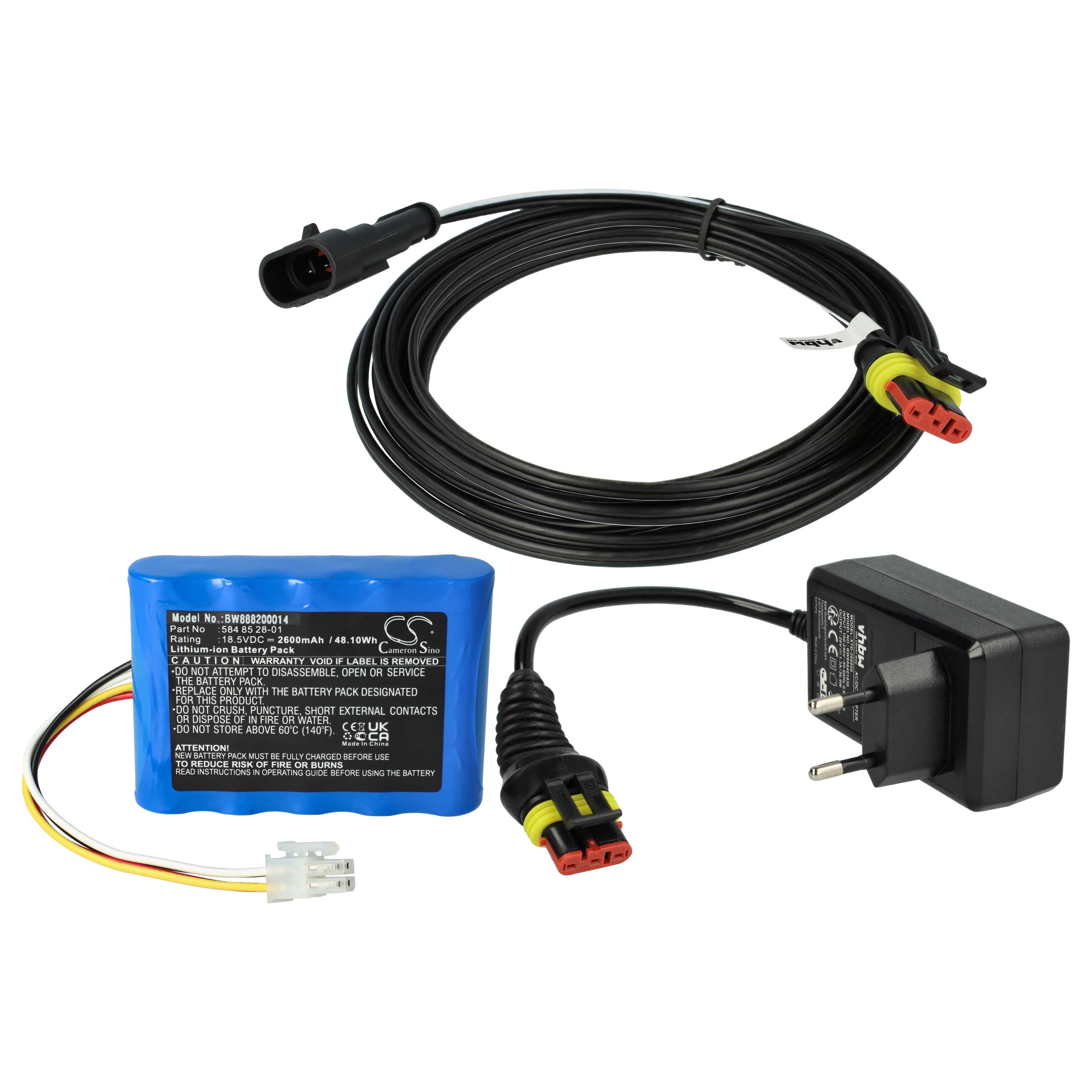 alimentatore, batteria 2600 mAh, cavo da 5 m per per Gardena sileno city, minimo, Husqvarna Automower 310, 105