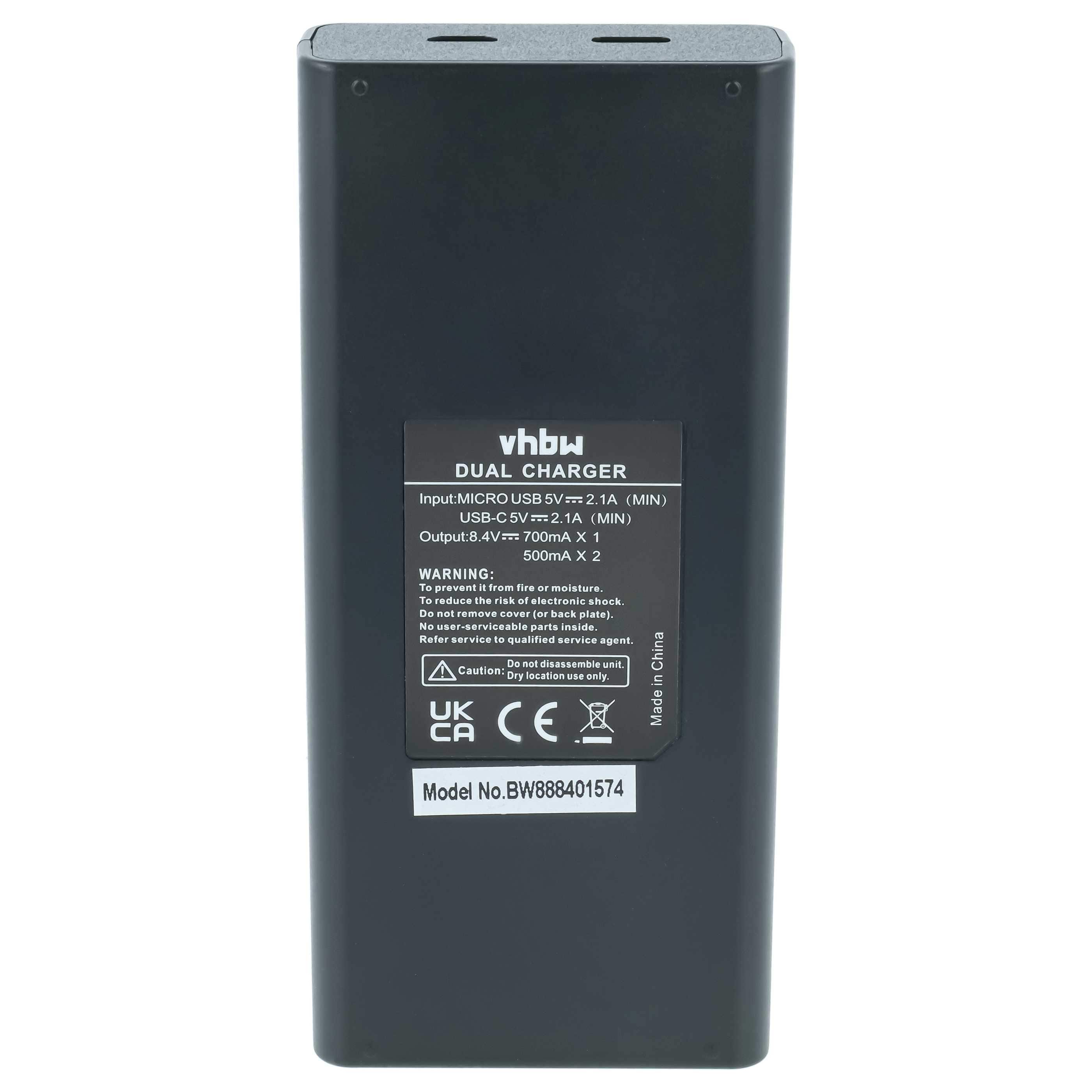 Battery Charger replaces Sony BC-VM10 for Digital Camera etc. - 1x 0.7 / 2x 0.5 A