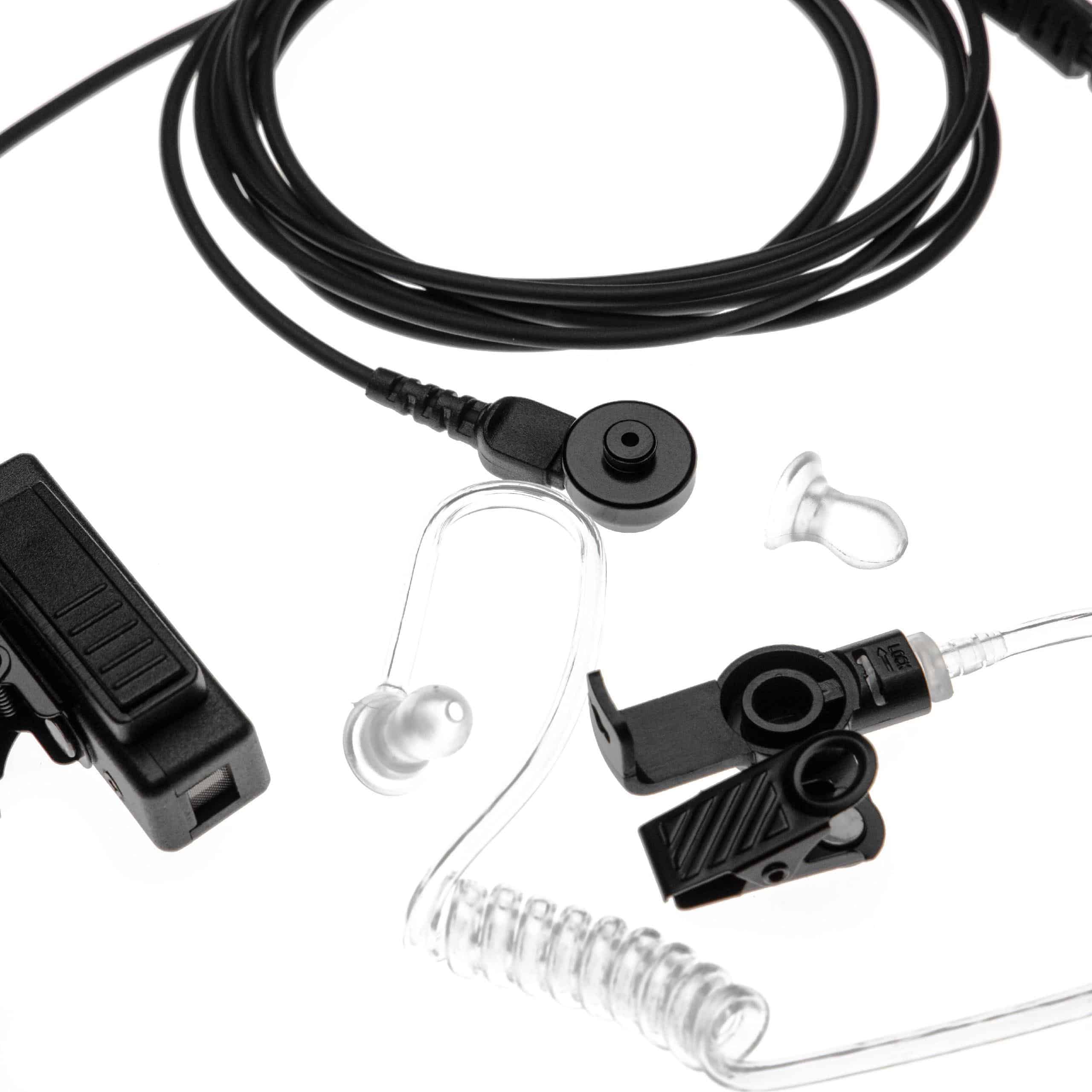 Security headset per ricetrasmittente Hytera PD600, PD605, PD685, X1E, X1P - trasparente / nero + microfono pu