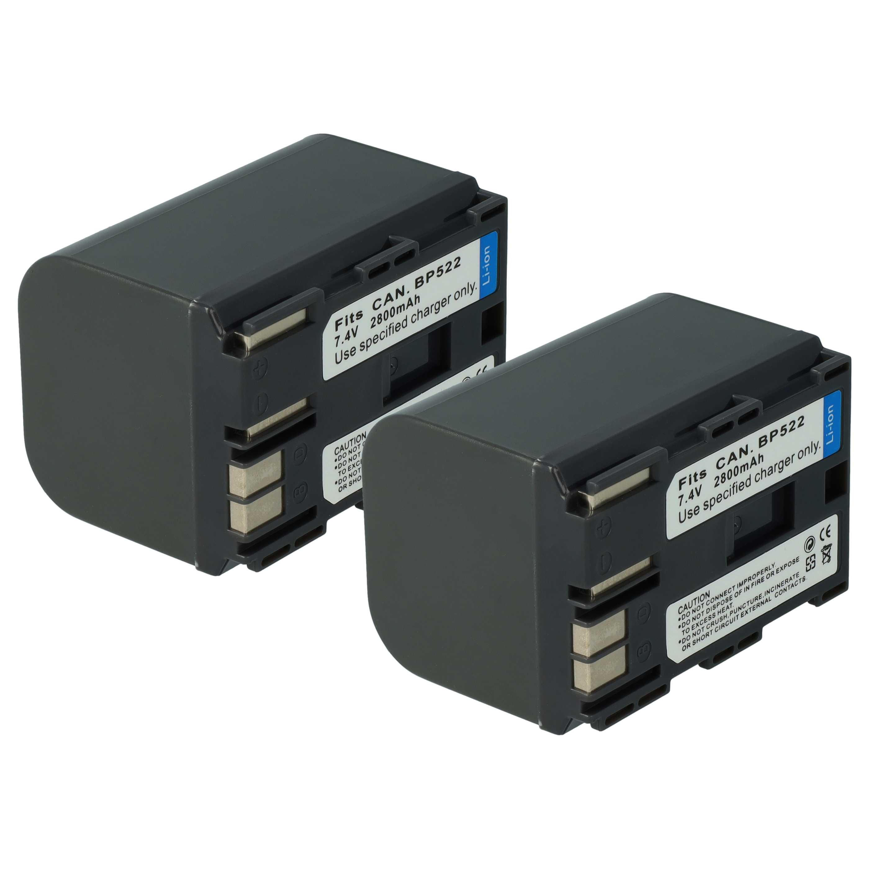 2x Akku für Canon wie BP-522 u.a. 2800mAh