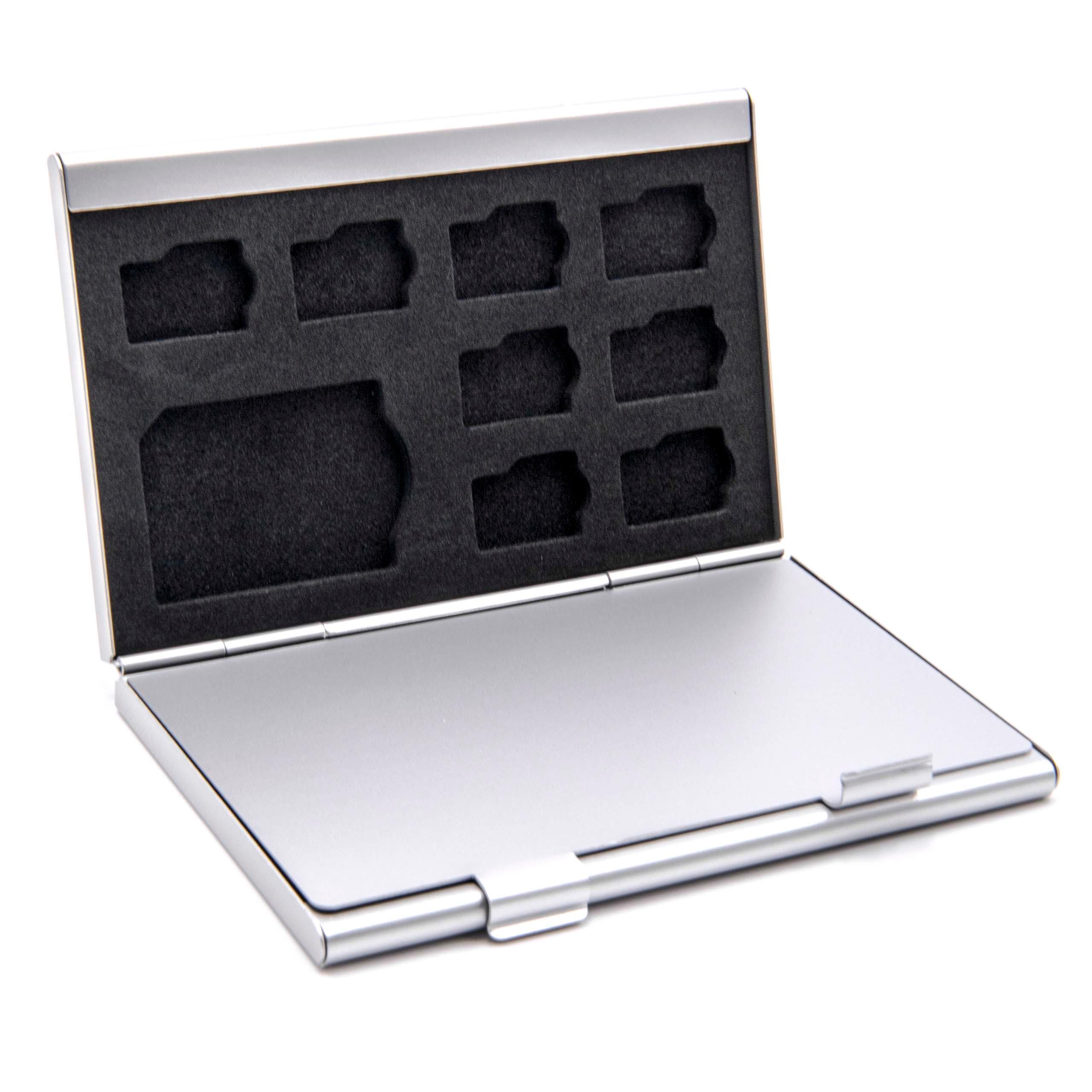 Etui passend für Speicherkarten 16x microSD - Case, Aluminium, silber