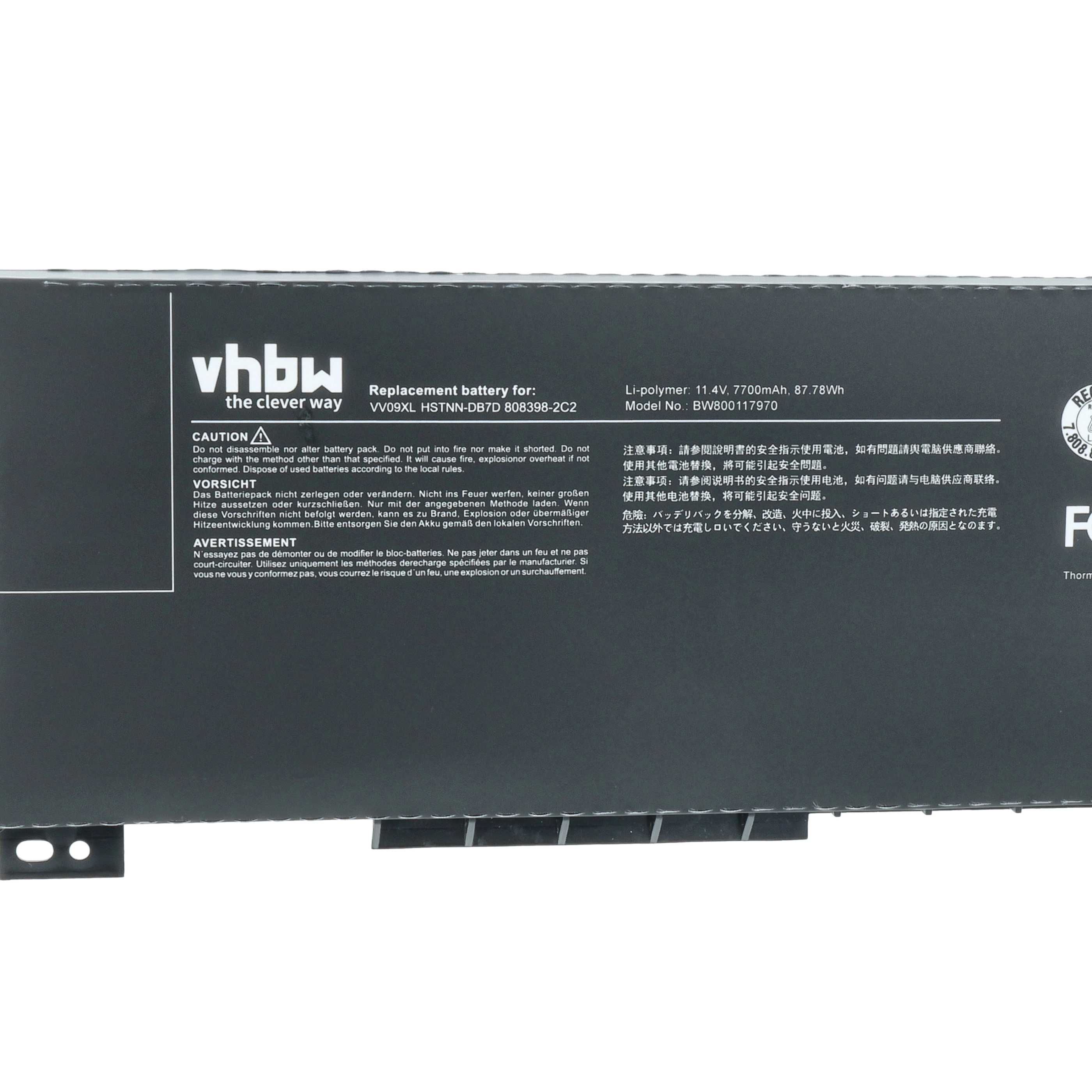 Akumulator do laptopa zamiennik HP 808398-2C1, 808398-2B1, 808398-2B2 - 7700 mAh 11,4 V LiPo, czarny