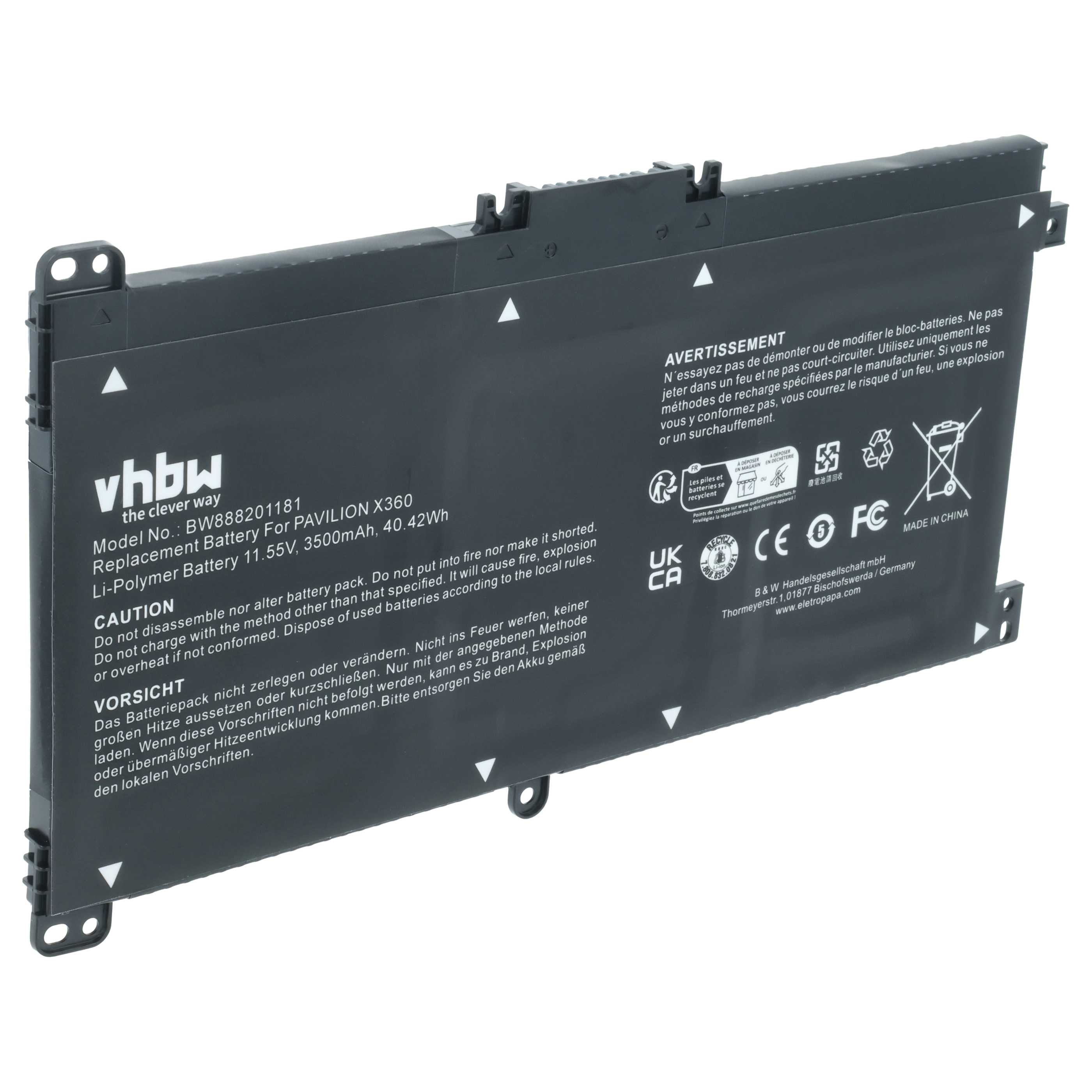 Akumulator do laptopa zamiennik HP 916366-421, 916811-855, BK03XL, HSTNN-LB7S - 3500 mAh 11,55 V LiPo, czarny