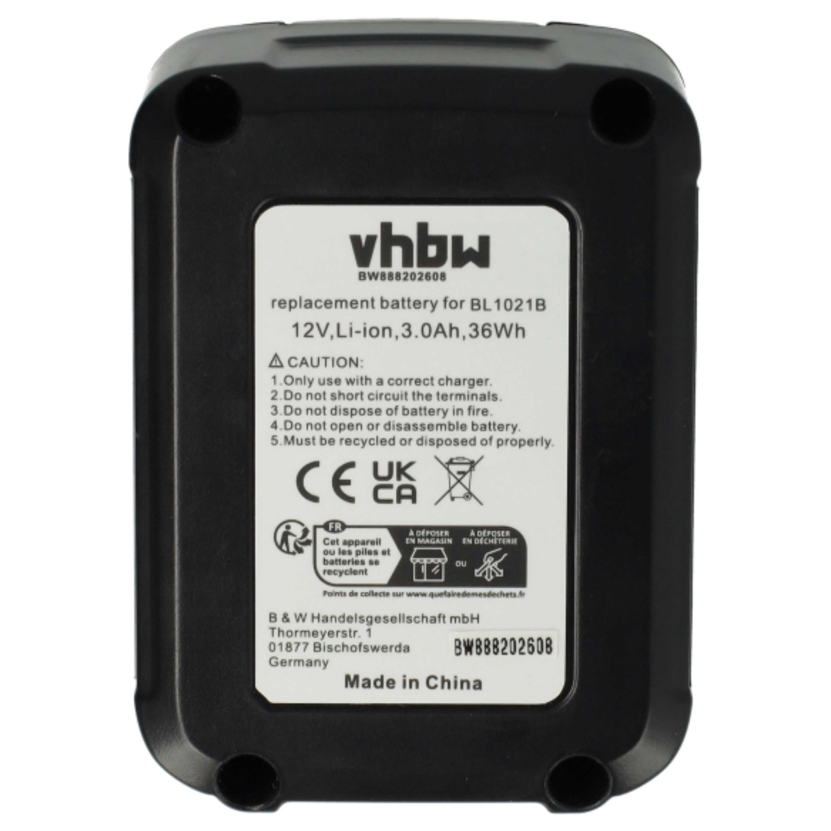 3x Battery replaces Makita 197396-9, 197402-0, 197390-1, 197394-3 Electric Power Tool - 3000 mAh, 12 V, Li-Ion