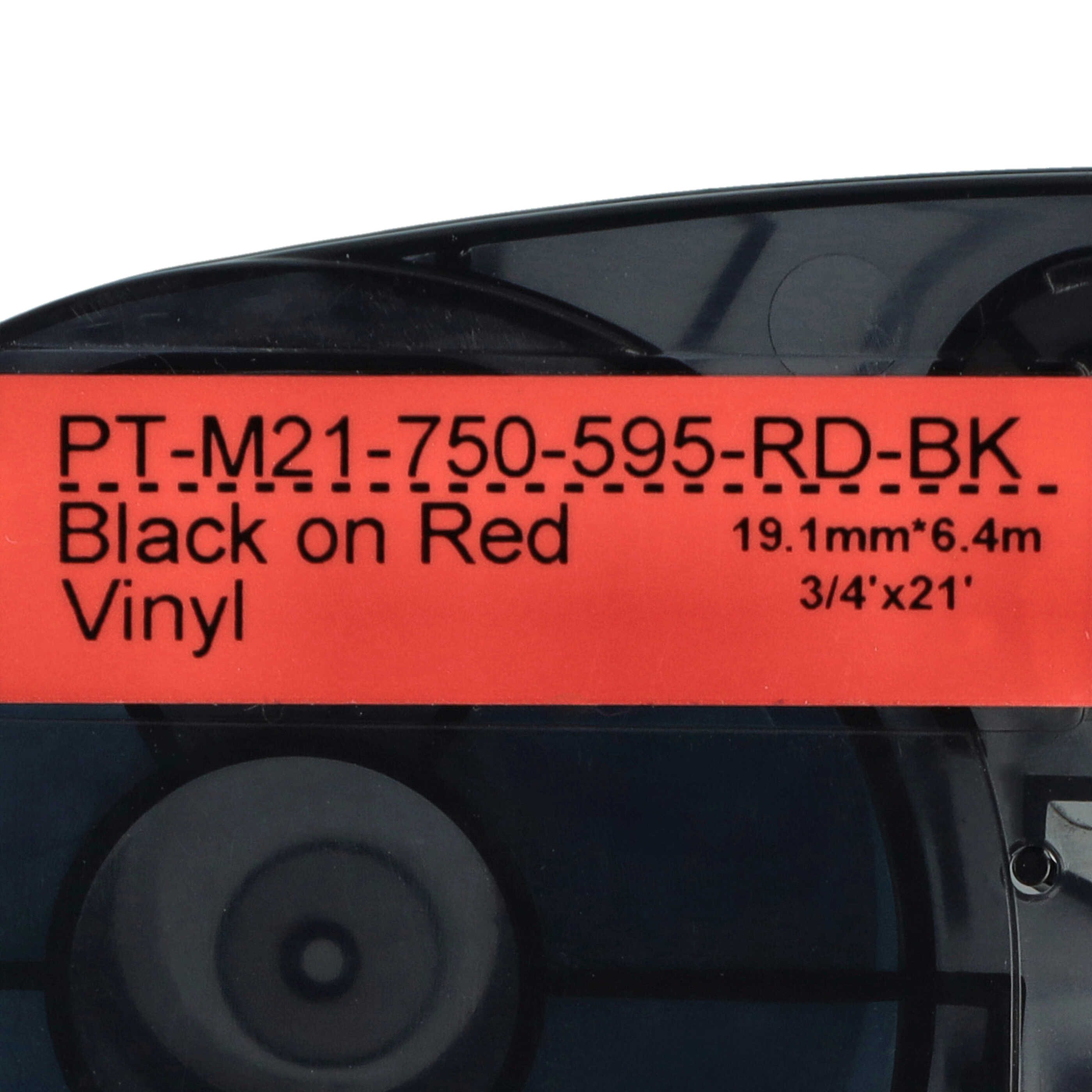 Schriftband als Ersatz für Brady M21-750-595-RD-BK, M21-750-595-RD - 19,05mm Schwarz auf Rot