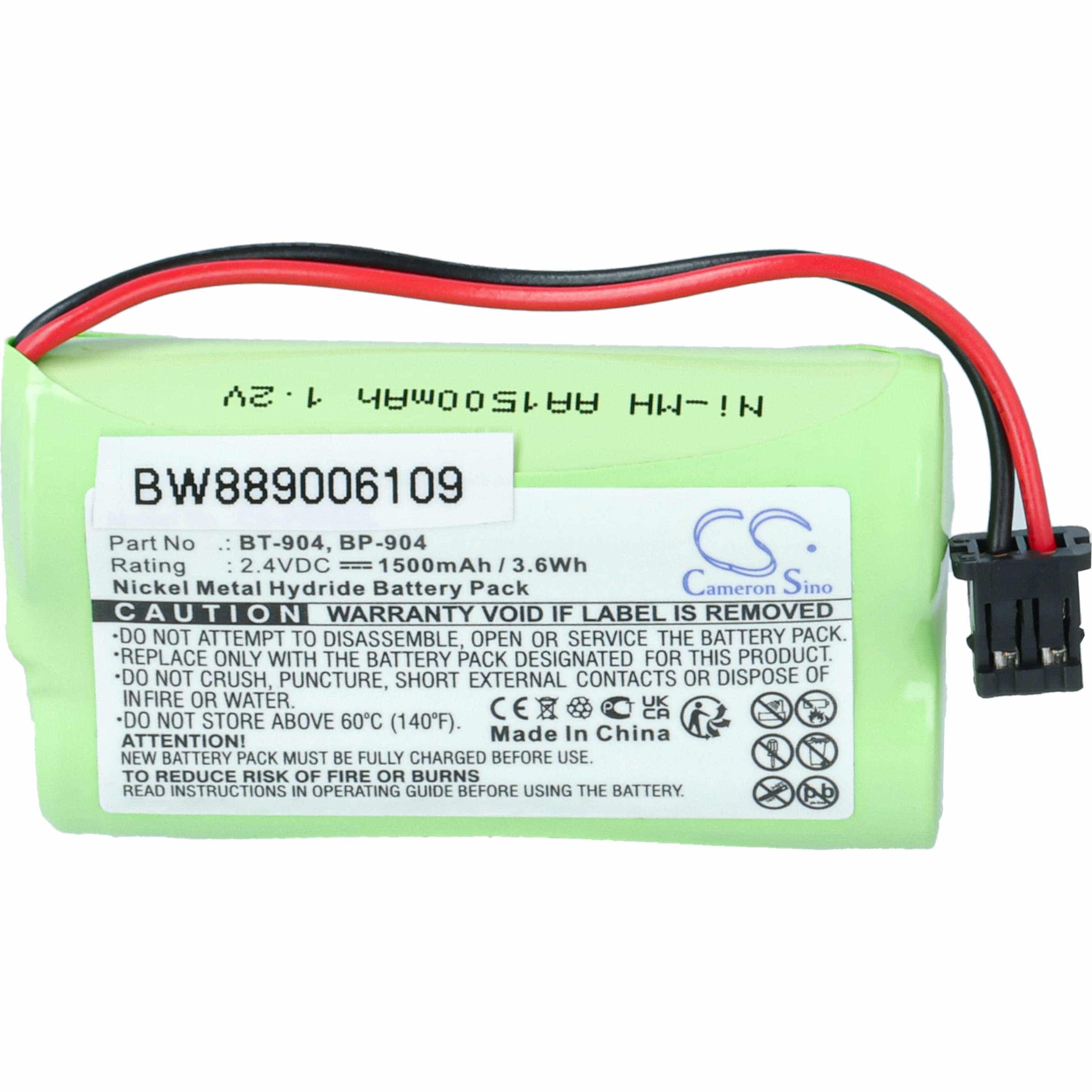 2x Batteries remplace Memorex BP-904, BT-904 pour téléphone GP - 1500mAh 2,4V NiMH