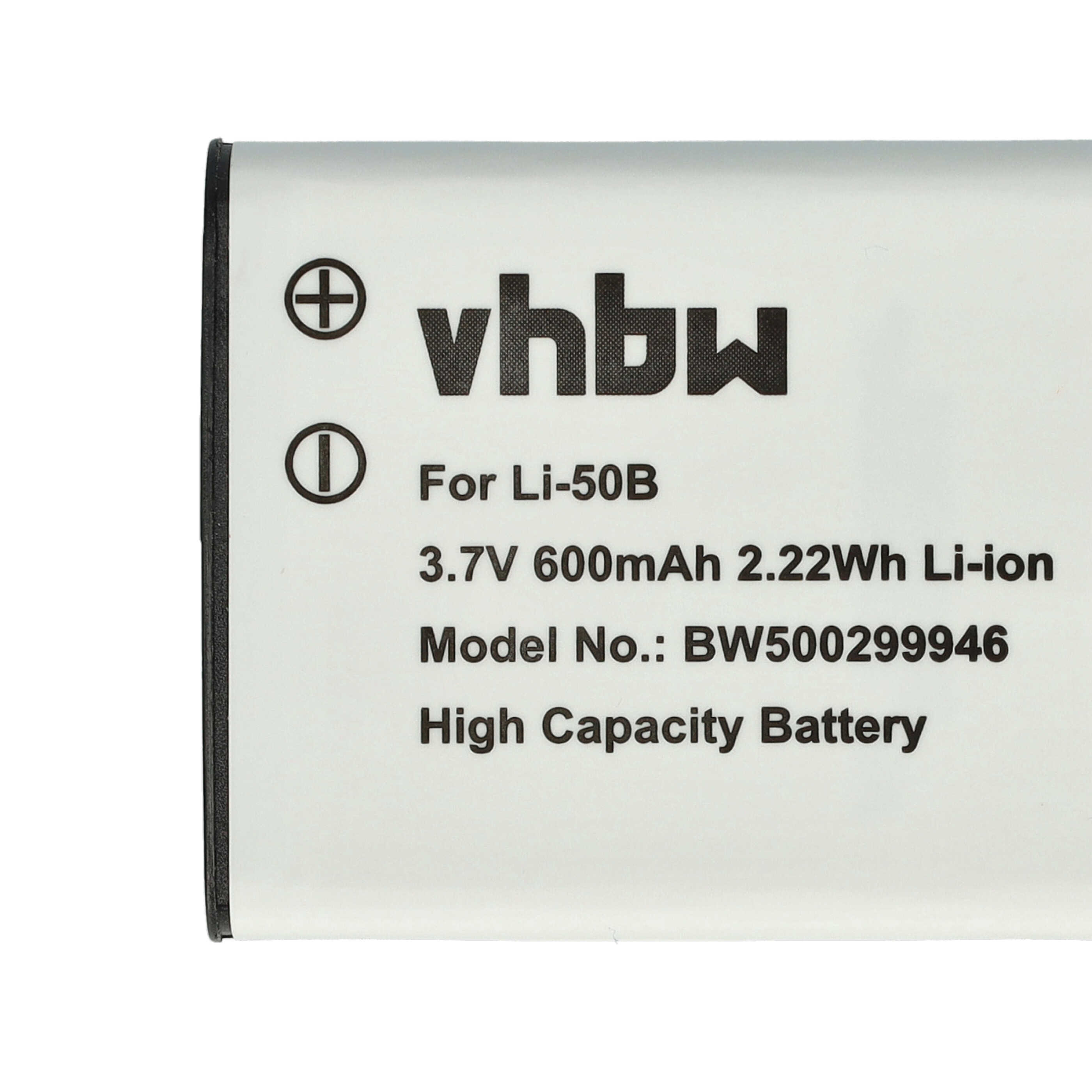 Batterie remplace Panasonic VW-VBX090E, VW-VBX090 pour appareil photo - 600mAh 3,6V Li-ion