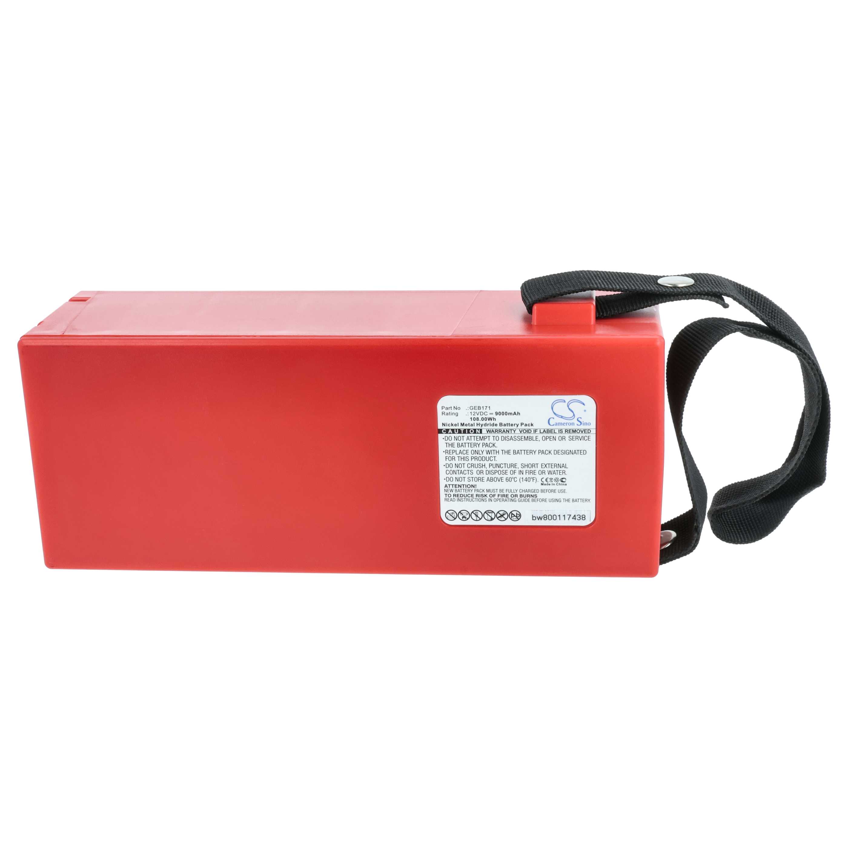 Batería reemplaza Leica GEB171 para dispositivo medición (9000 mAh, 12 V, NiMH)