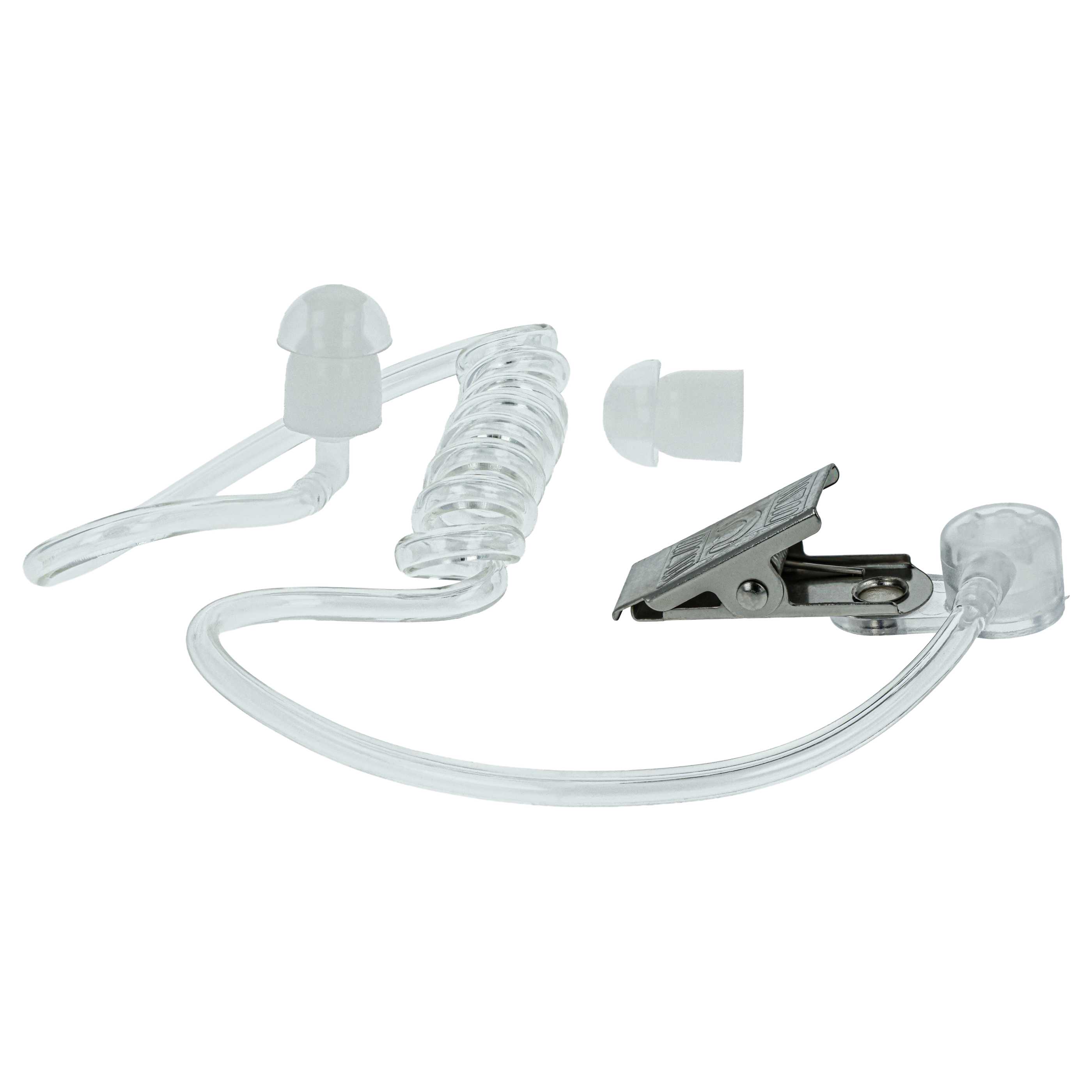 Schallschlauch passend für Motorola FTN6707 Headset - Mit Ohrolive, Adapter + Clip, transparent, weiß