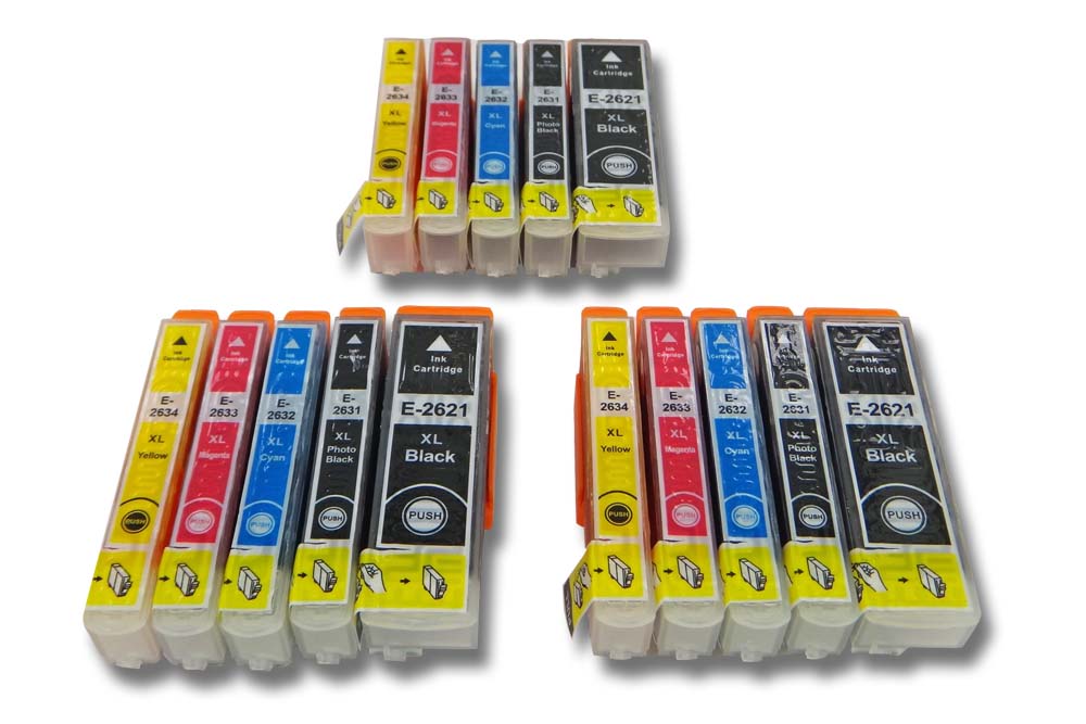Set de 15x cartuchos de tinta para impresora Epson Expression Premium XP-510 - B/C/M/Y + photo black