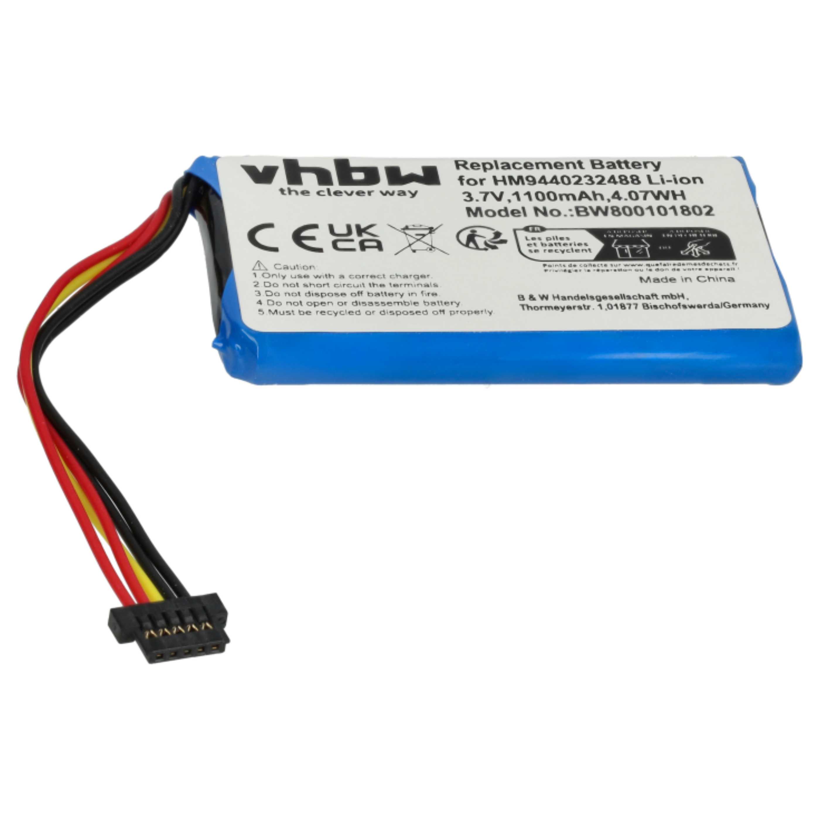 Akumulator do nawigacji GPS zamiennik TomTom HM9420236853, AHL03711008 - 1100 mAh 3,7 V Li-Ion