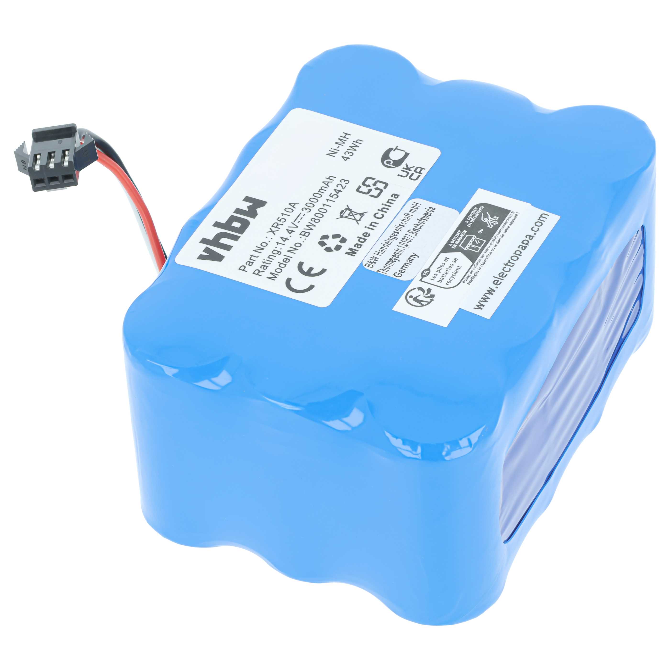 Batterie remplace Klarstein NS3000D03X3, YX-NI-MH-022144-TN pour robot aspirateur Cleanna - 3000mAh 14,4V NiMH