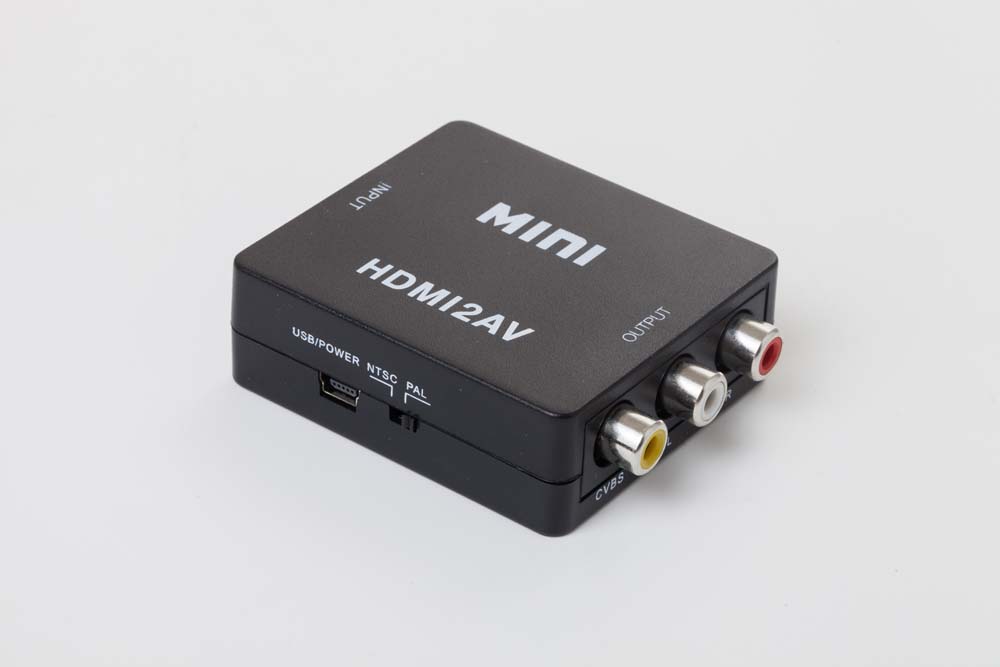 HDMI auf Cinch Adapter, AV RCA Composite Audio Video Converter - Mit Mini-USB Kabel, Schwarz