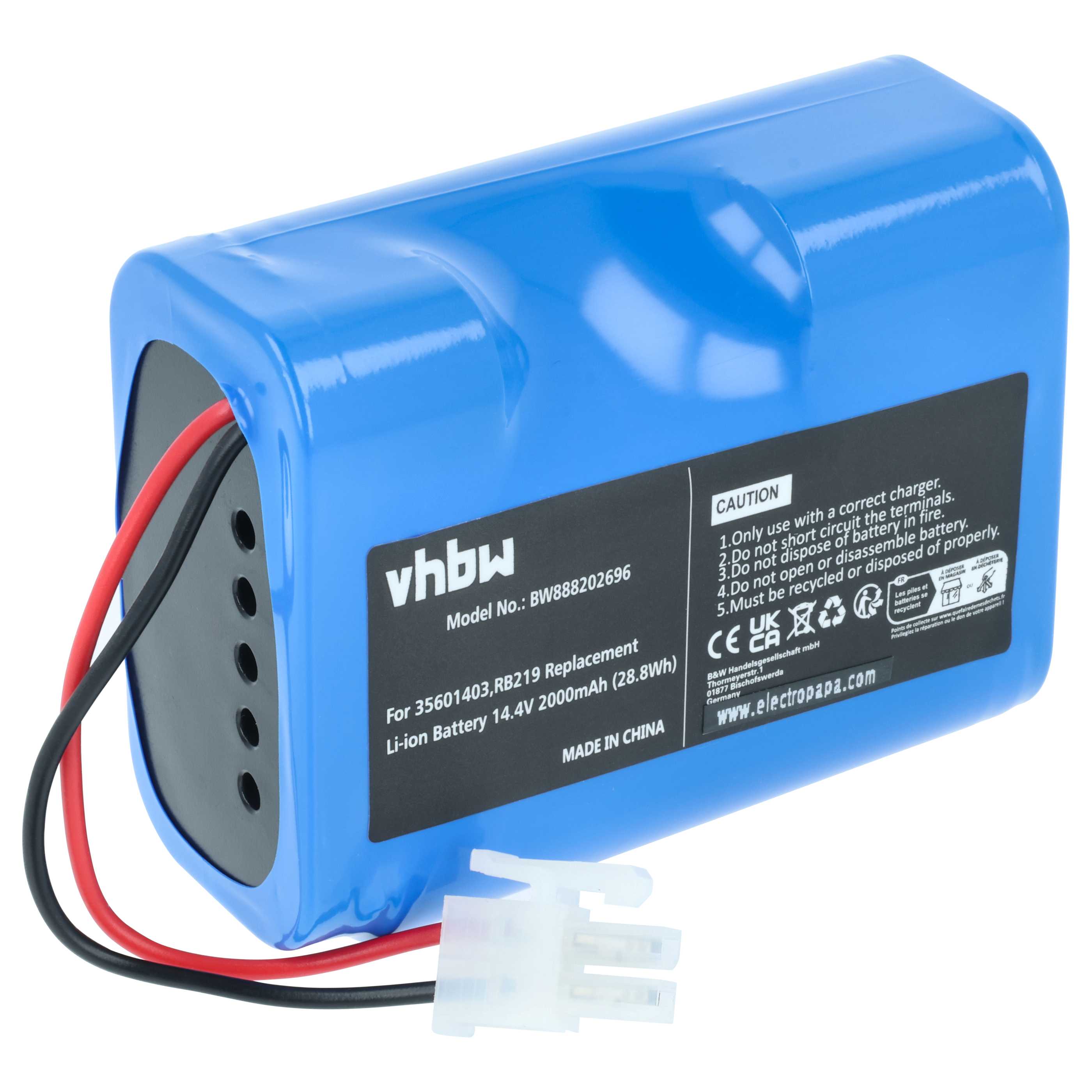 Batteria sostituisce Hoover RB219, Li-RB226 per robot aspiratore - 2000mAh 14,4V Li-Ion