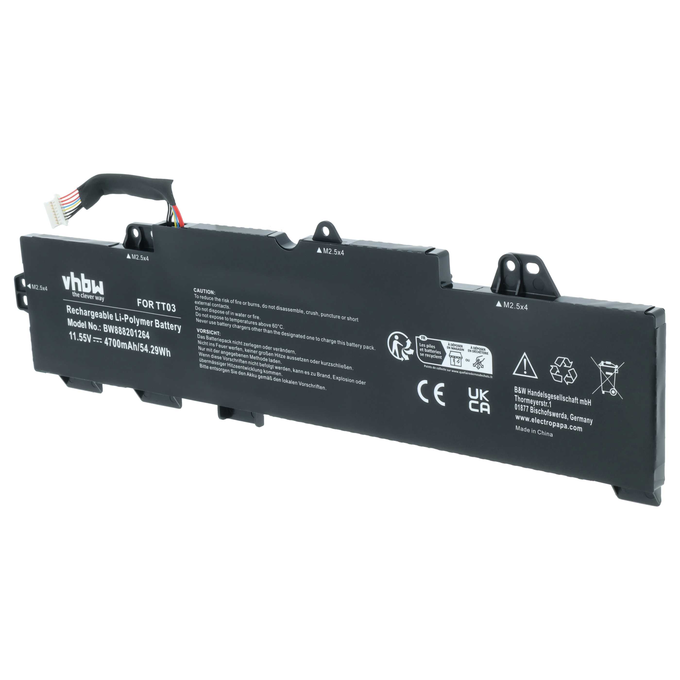 Akumulator do laptopa zamiennik HP 932824-2C1, 932824-1C1, 3RS08UT#ABA - 4700 mAh 11,55 V LiPo, czarny