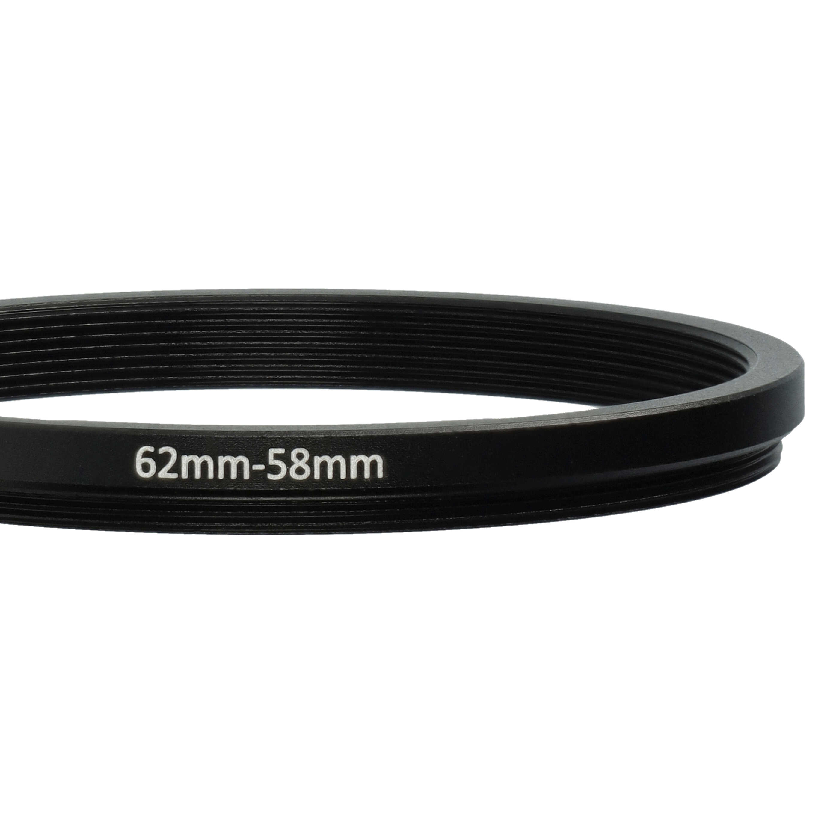 Anillo adaptador Step Down de 62 mm a 58 mm para objetivo de la cámara - Adaptador de filtro, metal, negro