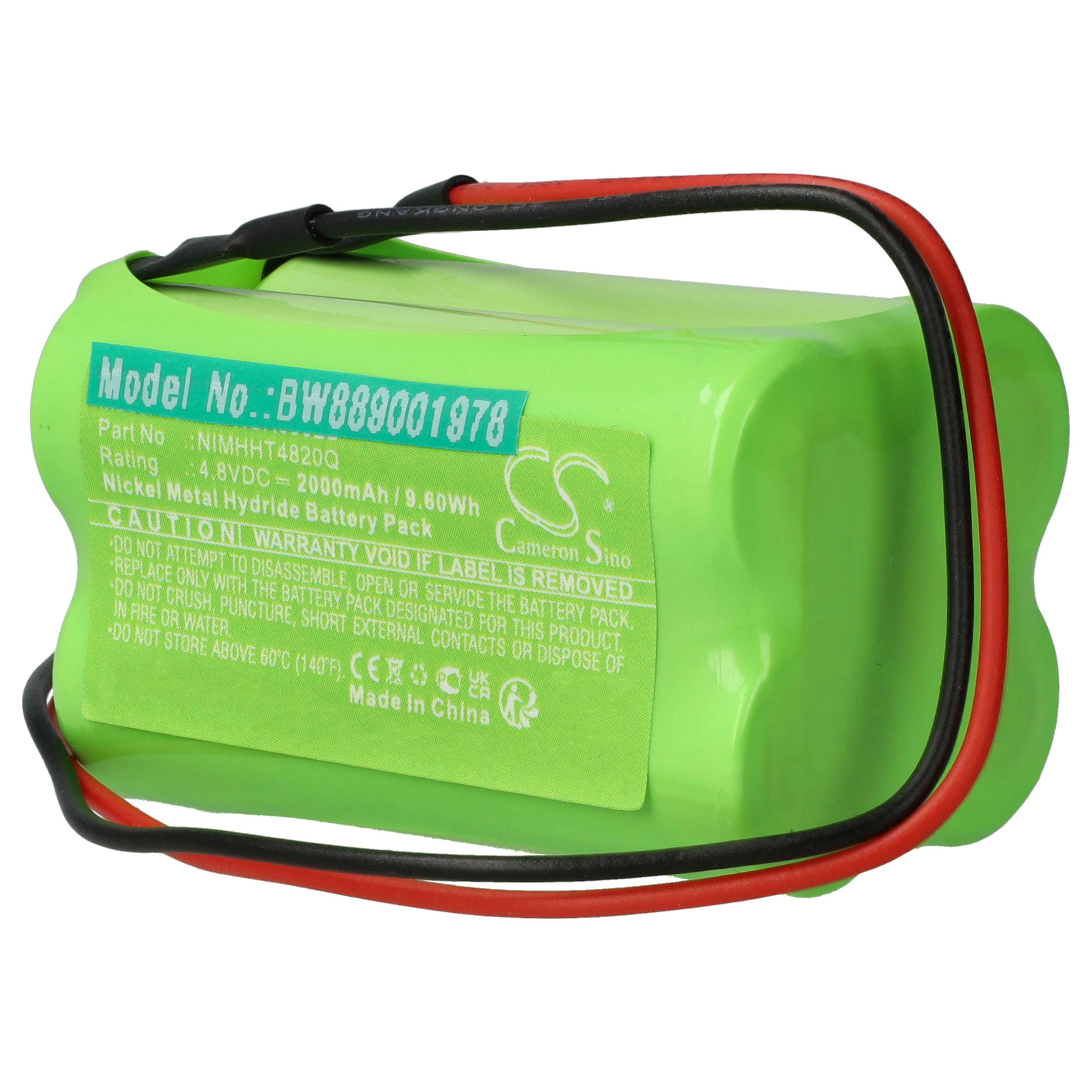 2x Batteries remplace ABM NIMHHT4820Q pour éclairage de secours ABM - 2000mAh 4,8V NiMH