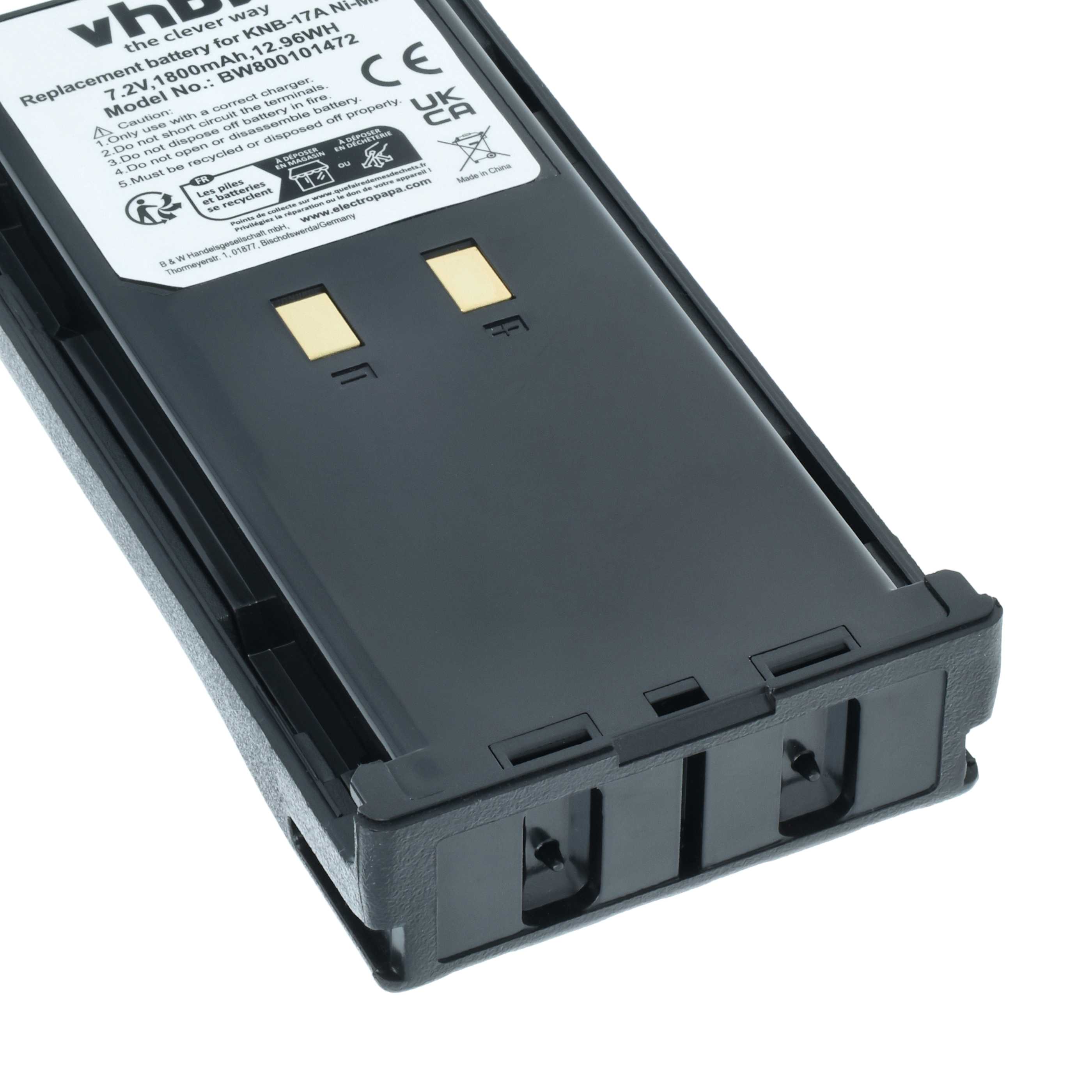 Radio Battery Replacement for Kenwood KNB-22N, KNB-21N, KNB-17N, KNB-17A, KNB-16A - 1800 mAh 7.2 V NiMH