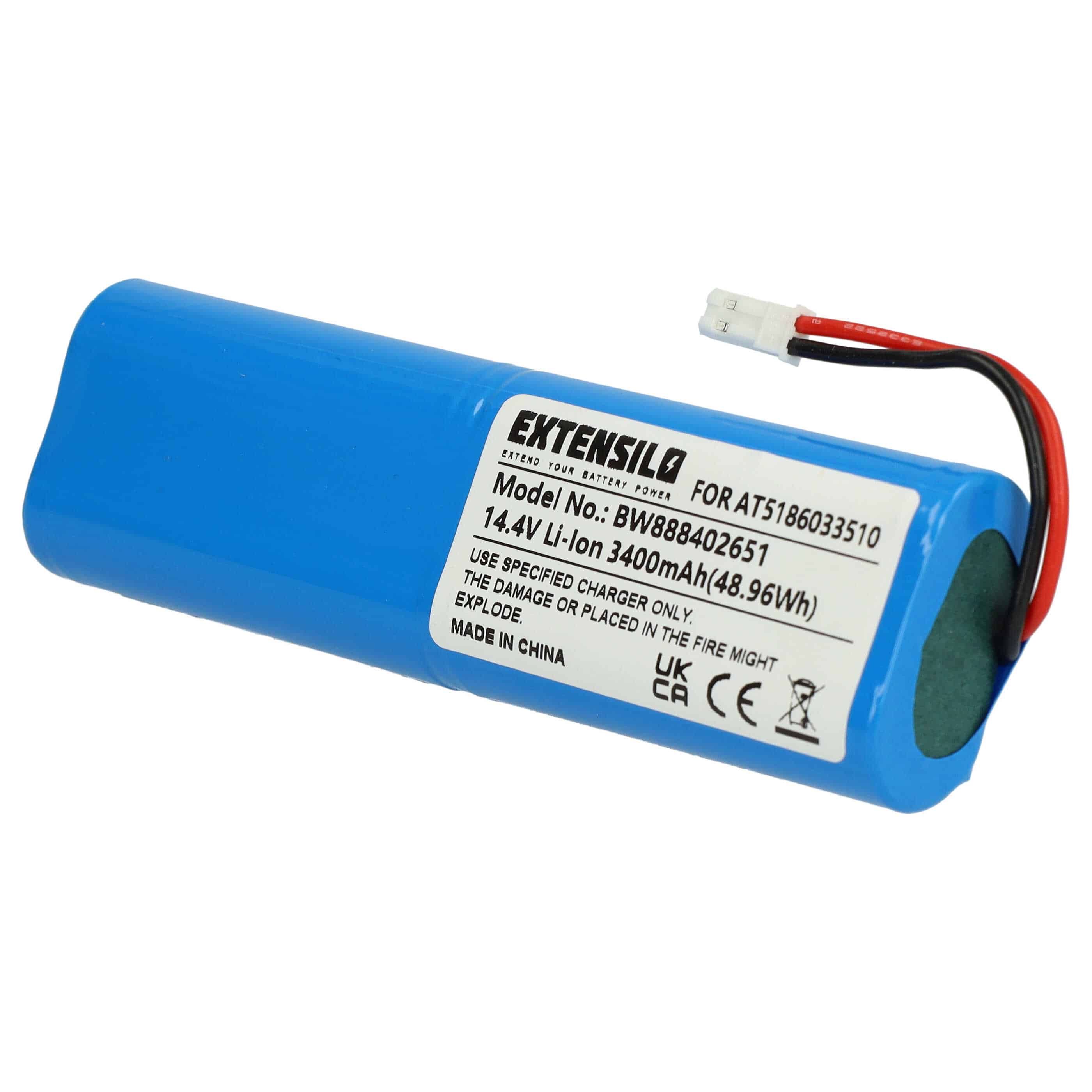 Batterie remplace Ariete AT5186033510 pour robot aspirateur - 3400mAh 14,4V Li-ion