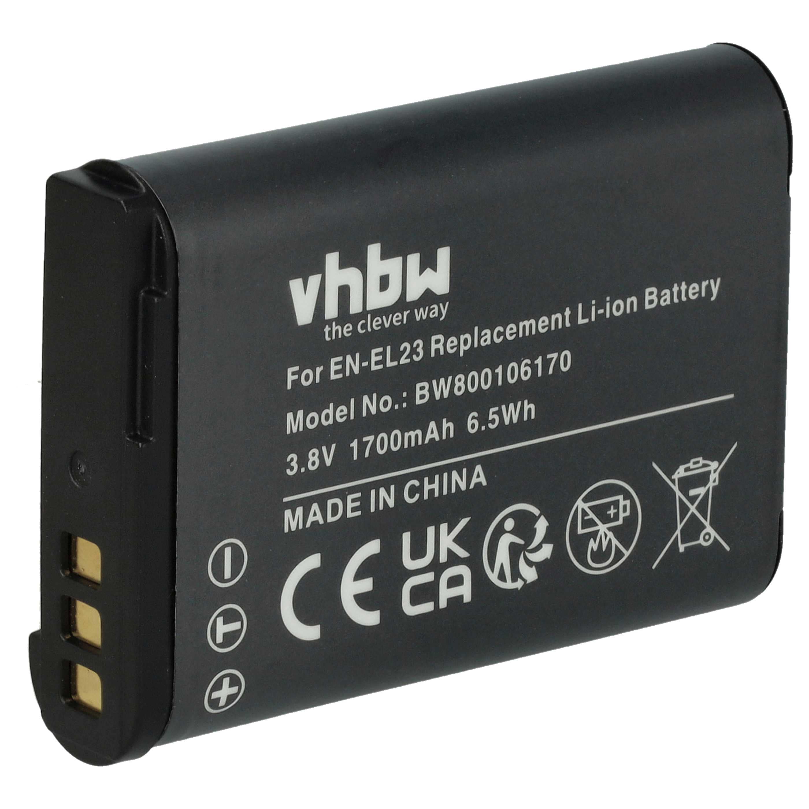 Batteria sostituisce Nikon EN-EL23 per fotocamera - 1700mAh 3,8V Li-Ion
