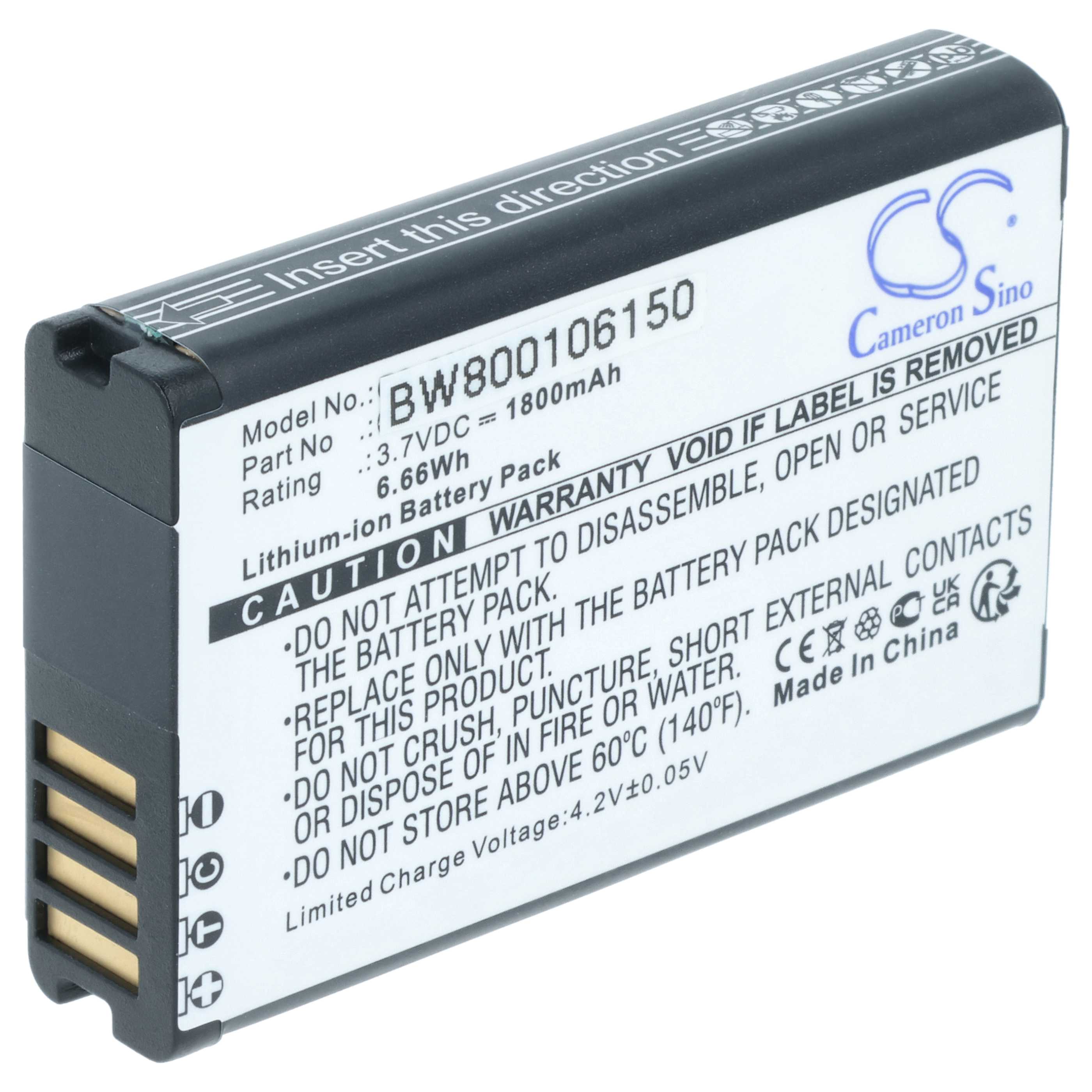 Batería reemplaza Garmin 010-11654-03, 010-11599-00 para videocámara - 1800 mAh 3,7 V Li-Ion