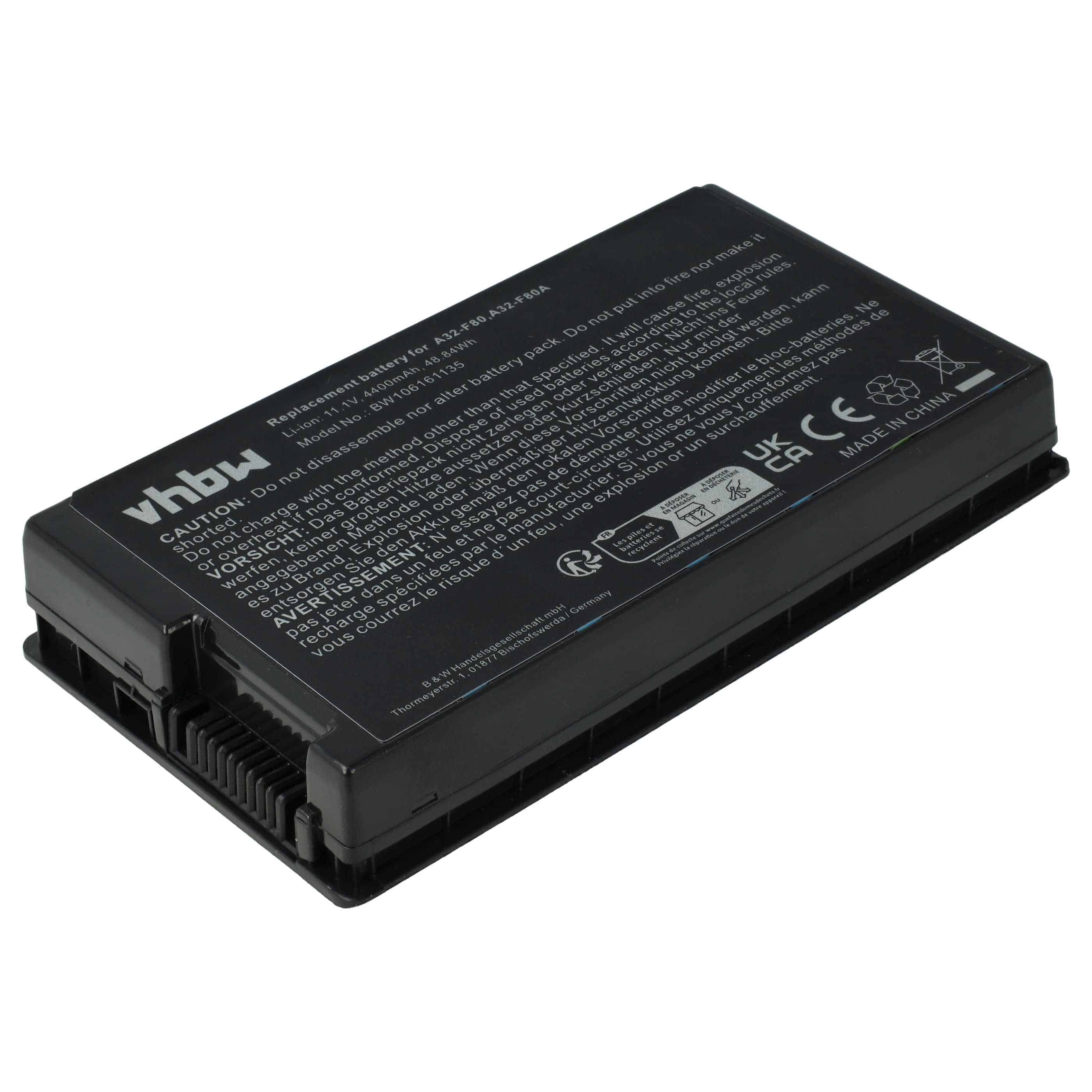 Notebook-Akku als Ersatz für Asus 90-NF51B1000, 70-NF51B1000, 90-NF51B1000Y - 4400mAh 11,1V Li-Ion, schwarz