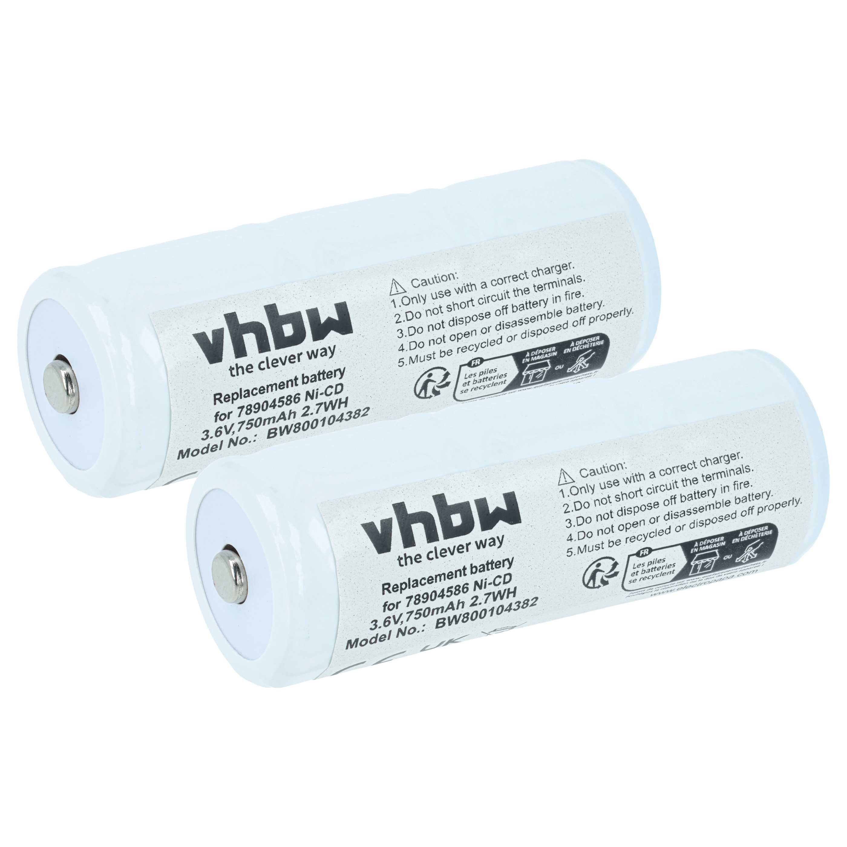Akku (2 Stück) als Ersatz für 78904586 für Cardinal Medical - 750mAh 3,6V NiCd