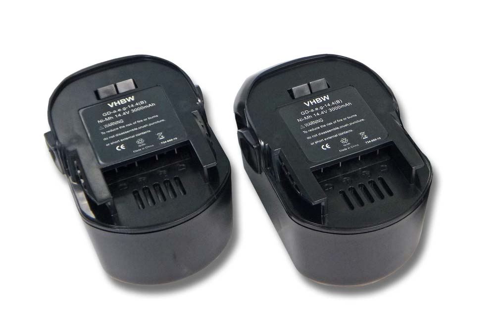 Batteries (2x pièces) remplace AEG B1420 pour outil électrique - 3000 mAh, 14,4 V, NiMH