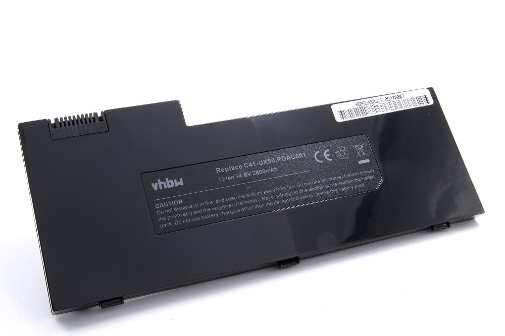Batterie remplace Asus C41-UX50, P0AC001 pour ordinateur portable - 2800mAh 14,8V Li-ion, noir