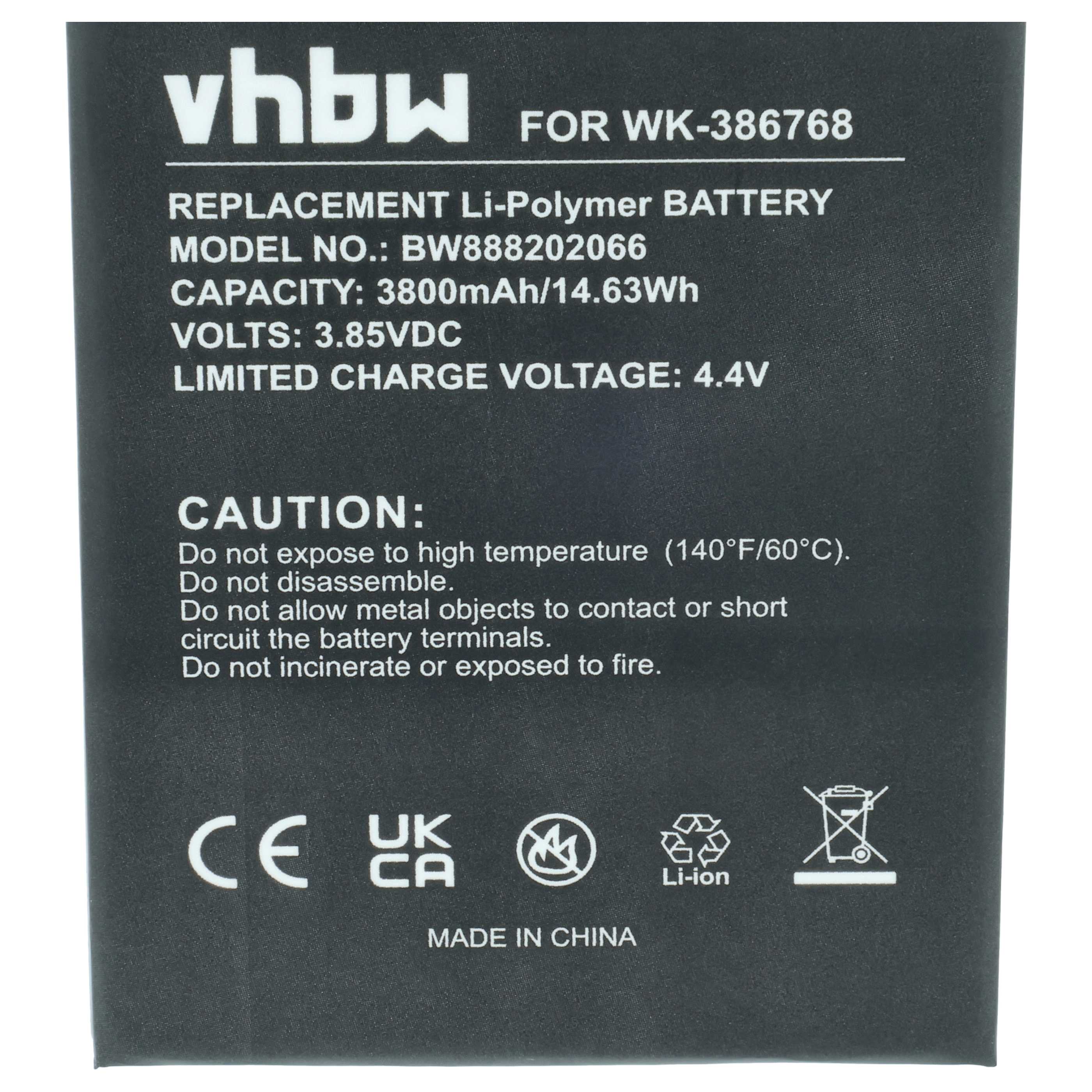 Akumulator do telefonu smartfona zamiennik Wiko 386768 - 3800 mAh 3,85 V LiPo
