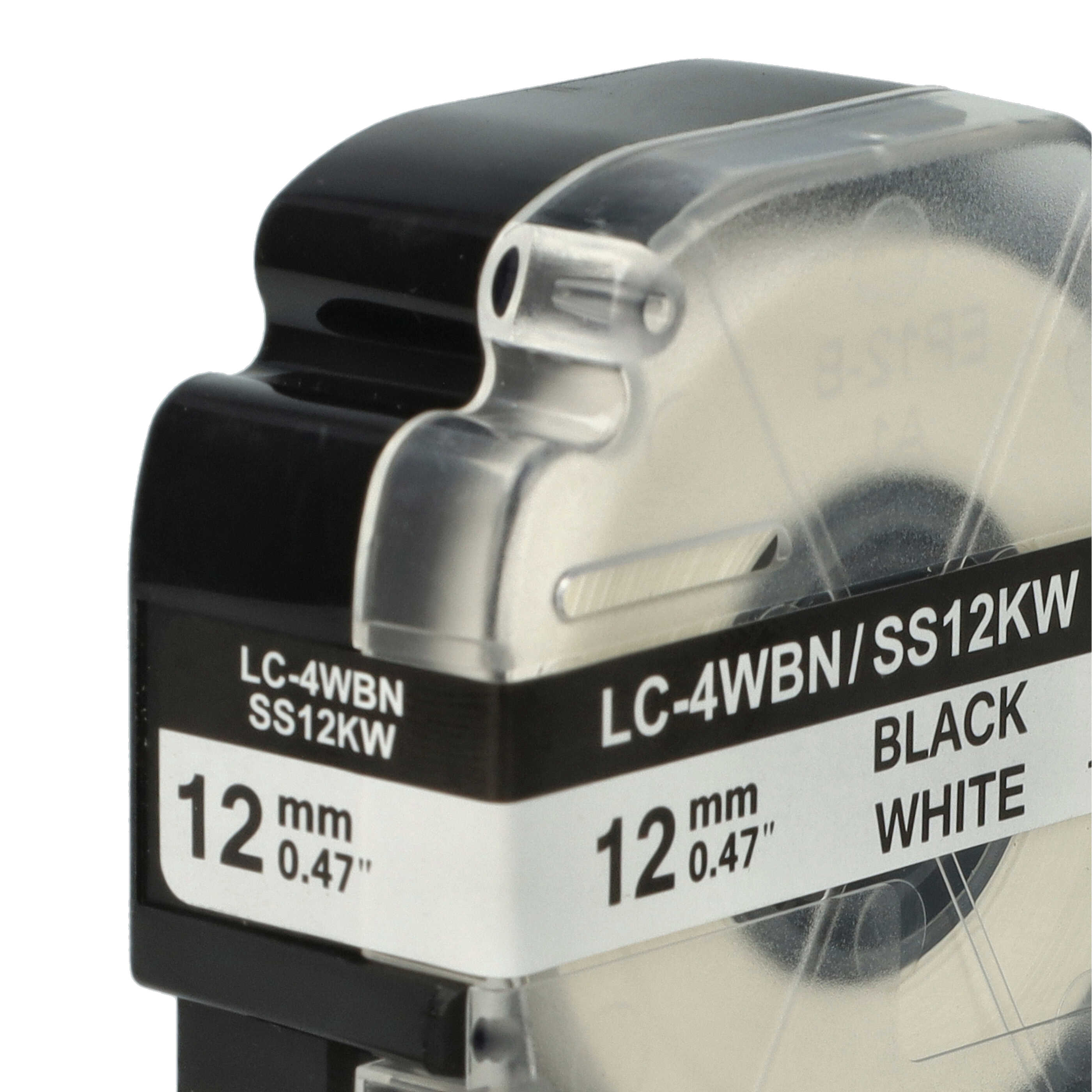 5x Label Tape as Replacement for Epson SS12KW, LC-4WBN - 12 mm Black to White