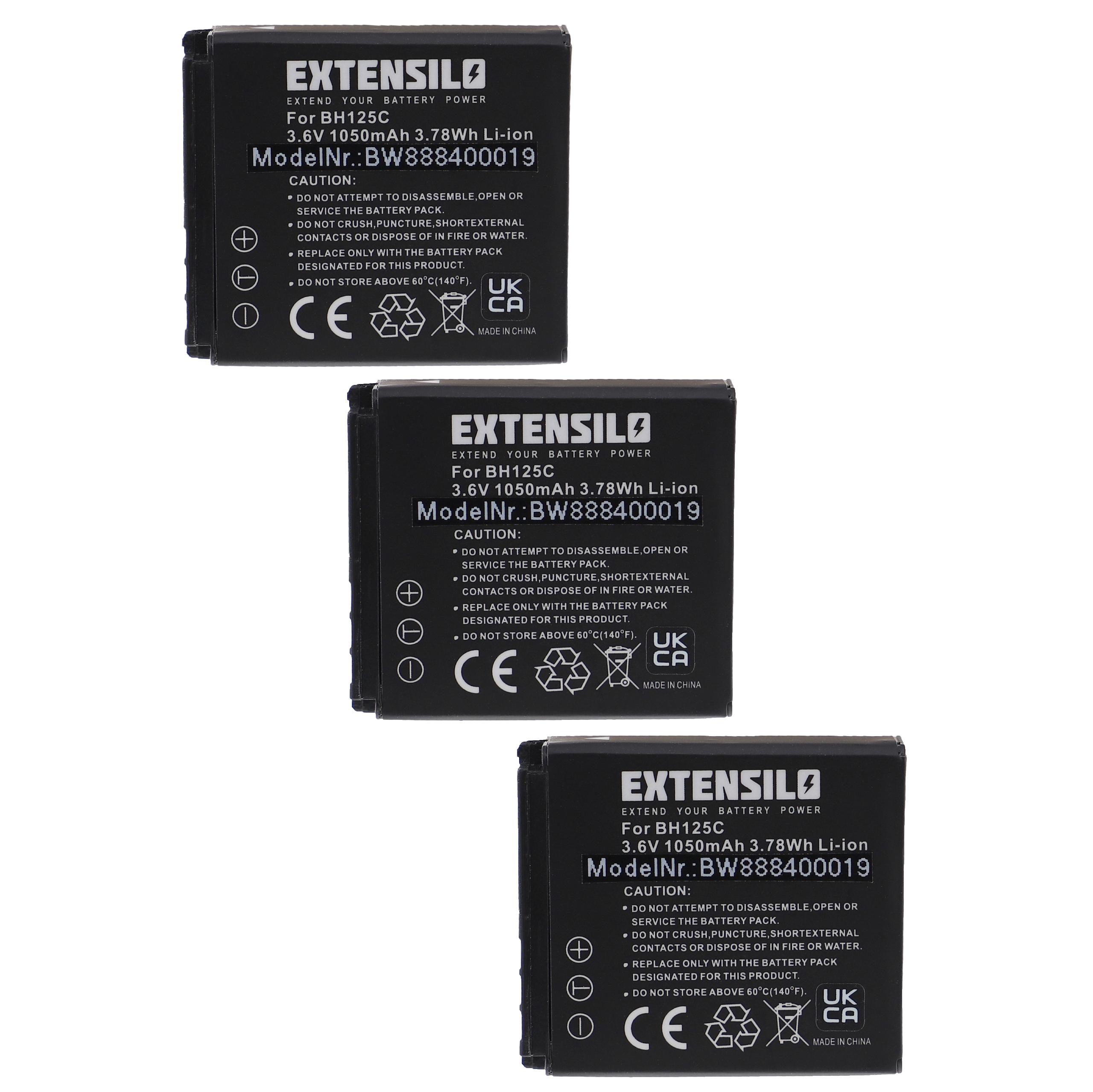 3x Battery replaces Kodak LB-080 - 1050mAh, 3.6V, Li-Ion
