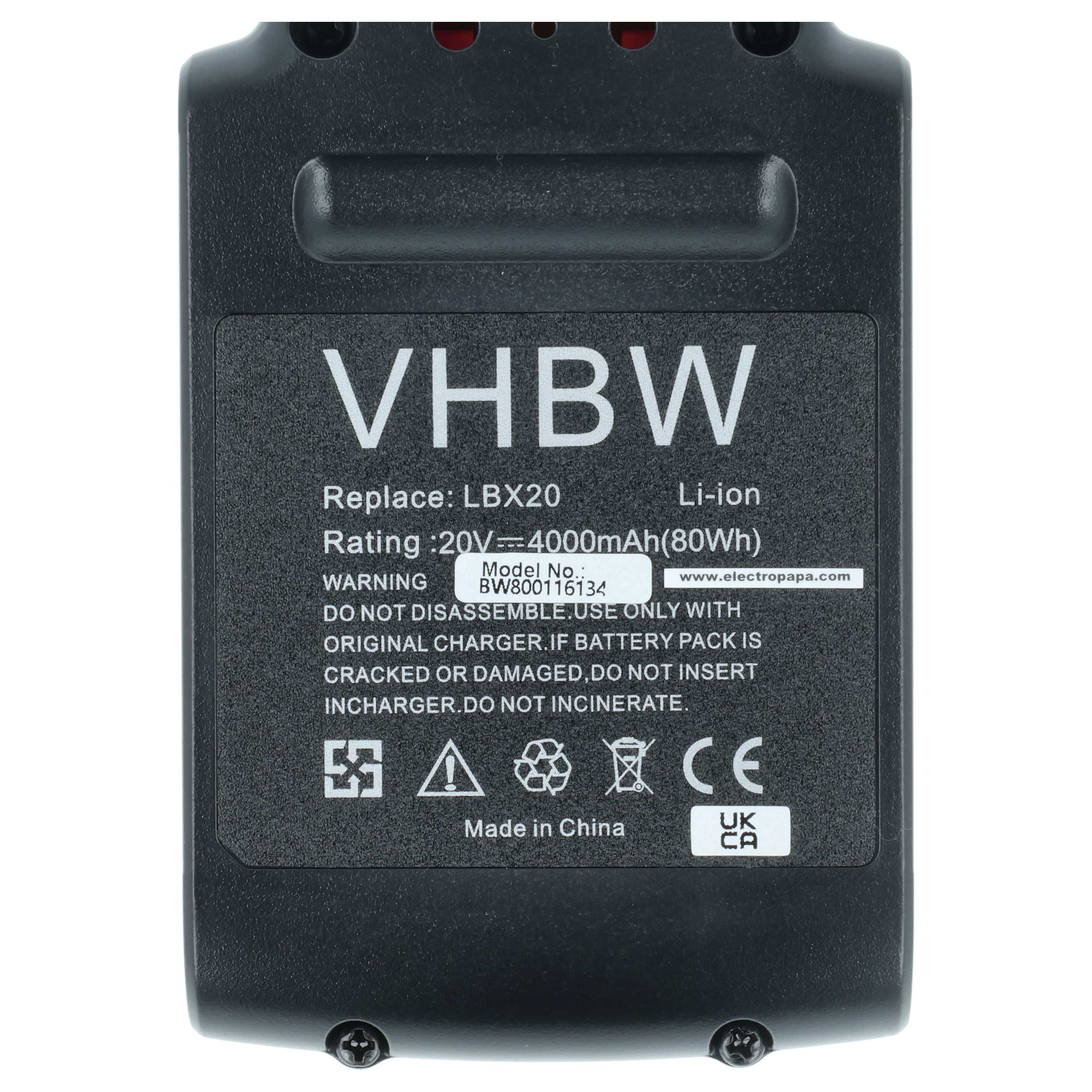 3x Battery replaces Black & Decker LBXR20, LBX20, LB20, LB2X4020 Electric Power Tool - 4000 mAh, 20 V, Li-Ion