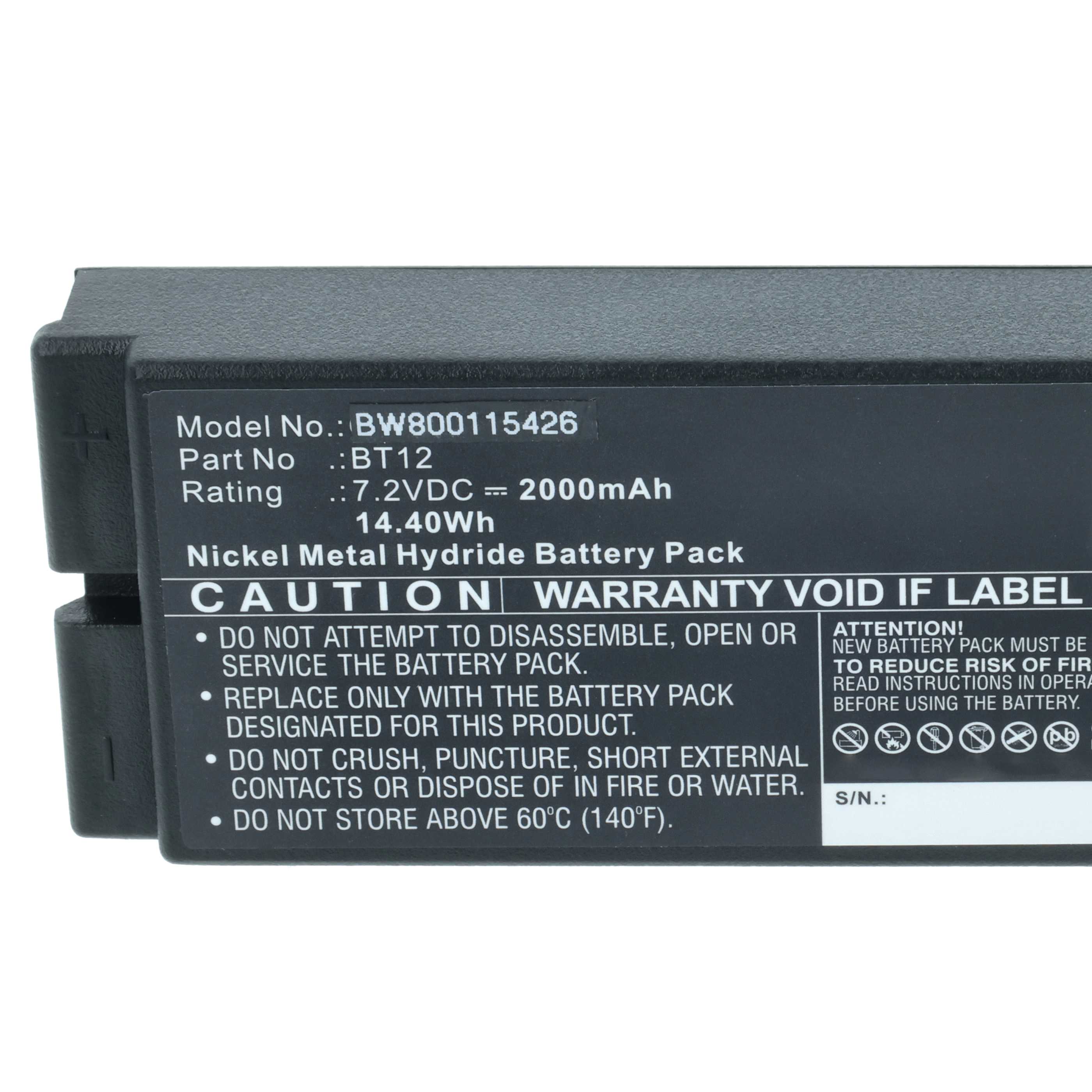 Batería reemplaza Danfoss 2303696, BT12 sistema control - 2000mAh 7,2V NiMH
