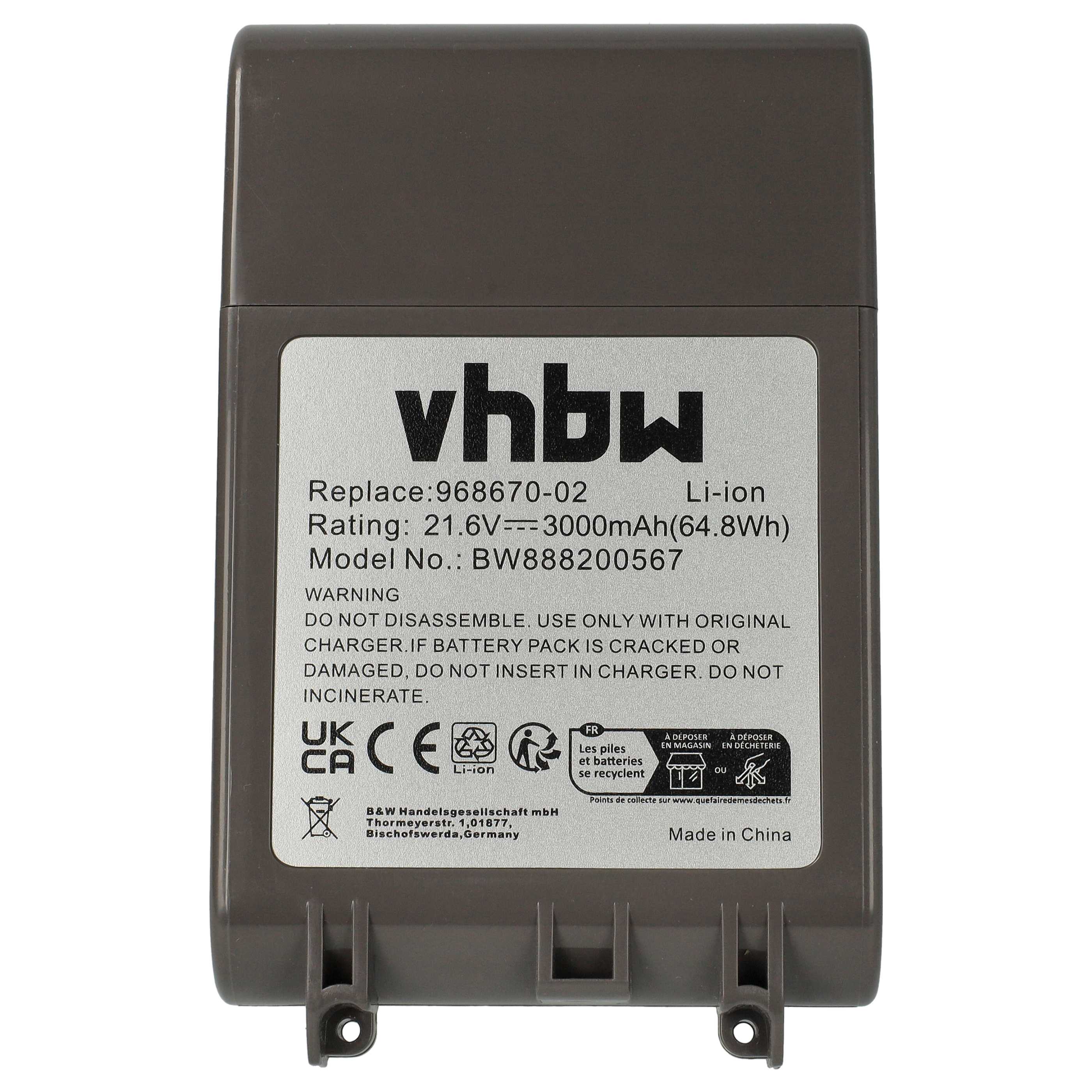 Akku als Ersatz für Dyson 968670-03, 968670-02 für Dyson - 3000mAh 21,6V Li-Ion, grau