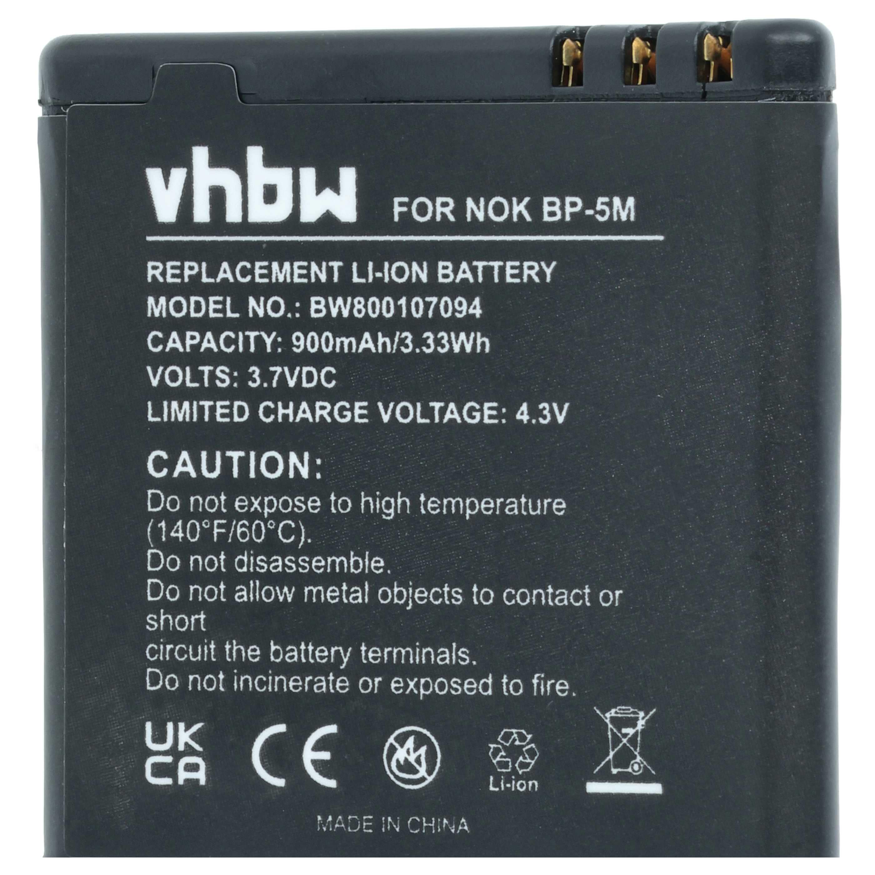 Akumulator do telefonu smartfona zamiennik Nokia BP-5M - 900 mAh 3,7 V Li-Ion