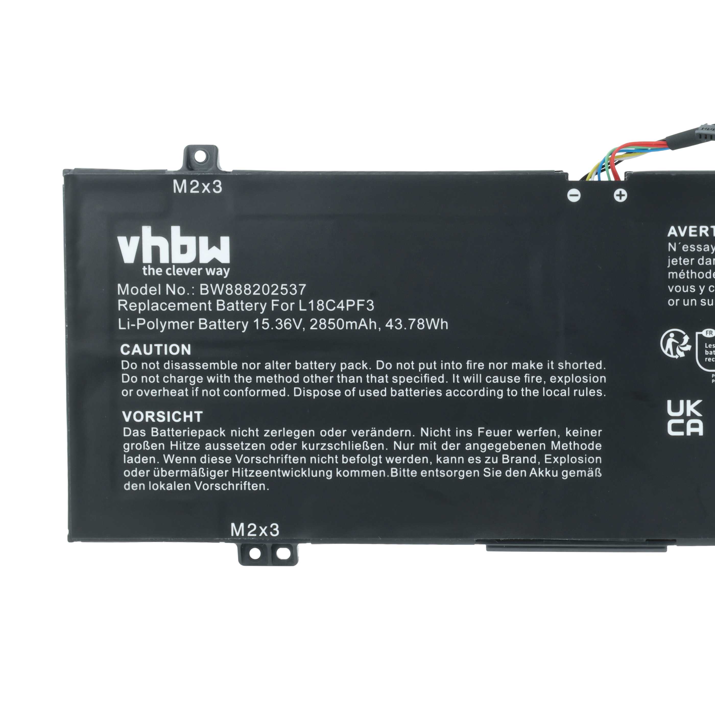 Batteria sostituisce Lenovo 5B10T09079, 5B10T09081, 5B10W67194 per notebook - 2850mAh 15,36V Li-Poly