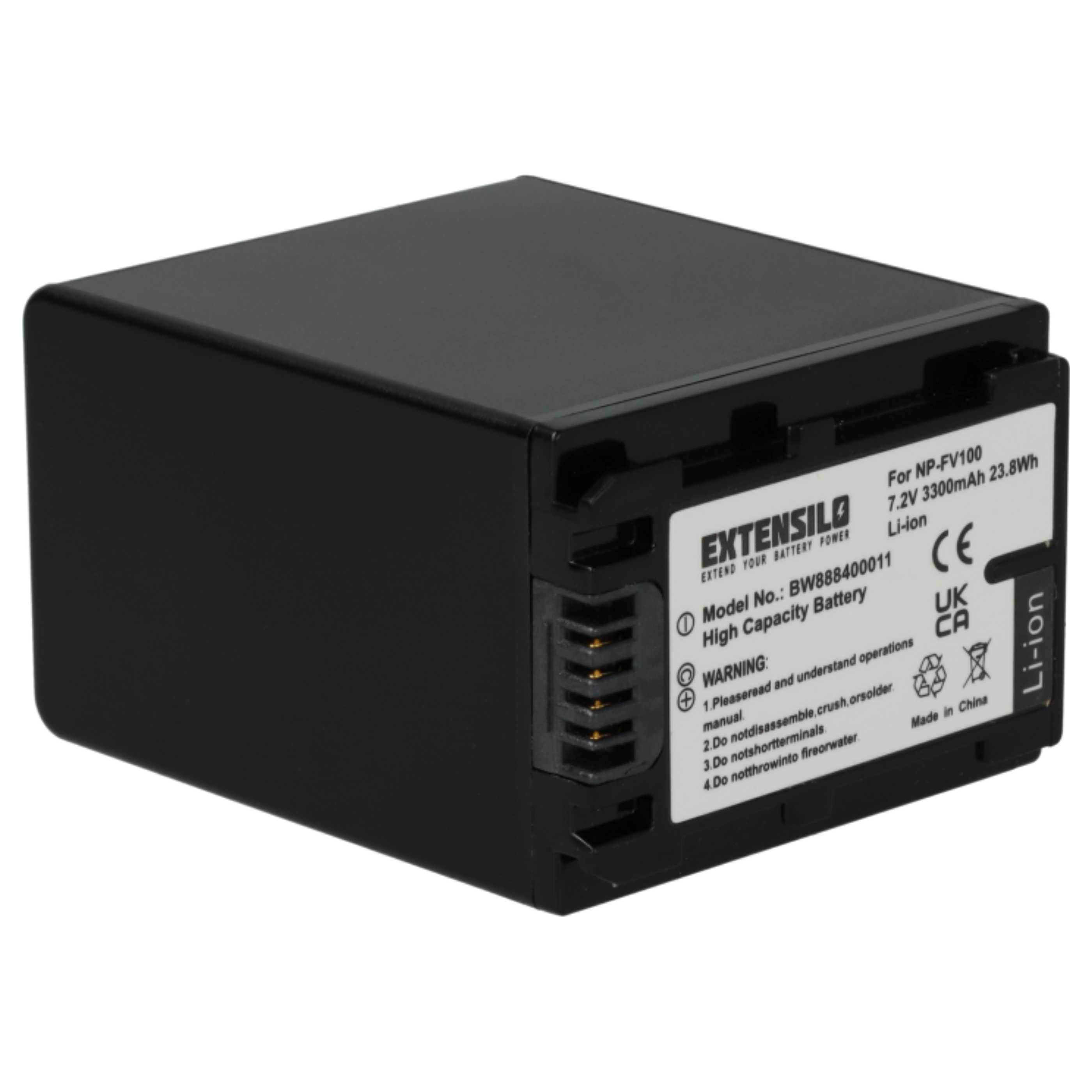 3x Battery replaces Sony NP-FH100, NP-FH50, NP-FV40, NP-FV30, NP-FH71, NP-FV100 - 3300mAh, 7.4V, Li-Ion