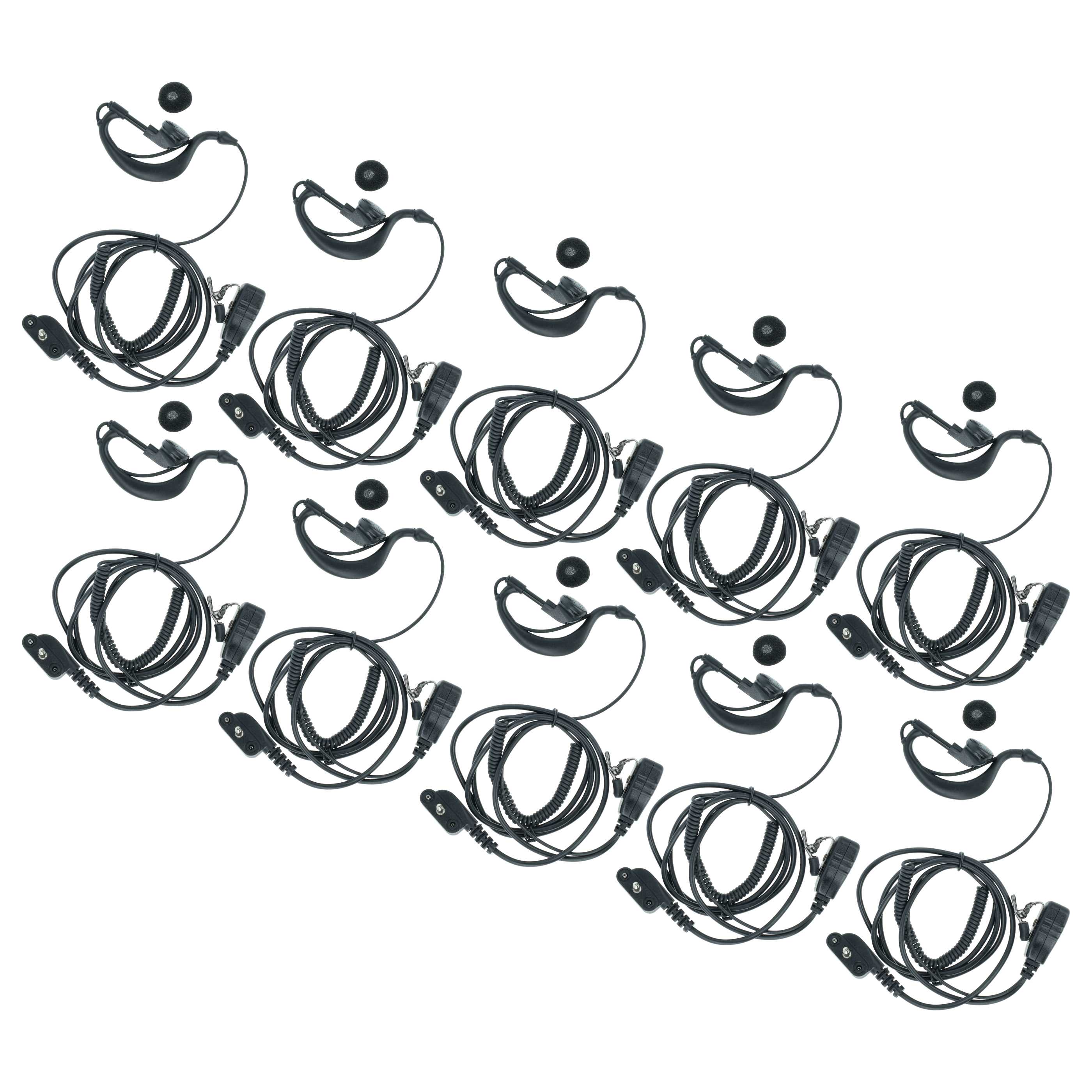10x Security Radio Headset suitable for Yaesu Vertex VX-130 - "Take Call Button", Clip Mount