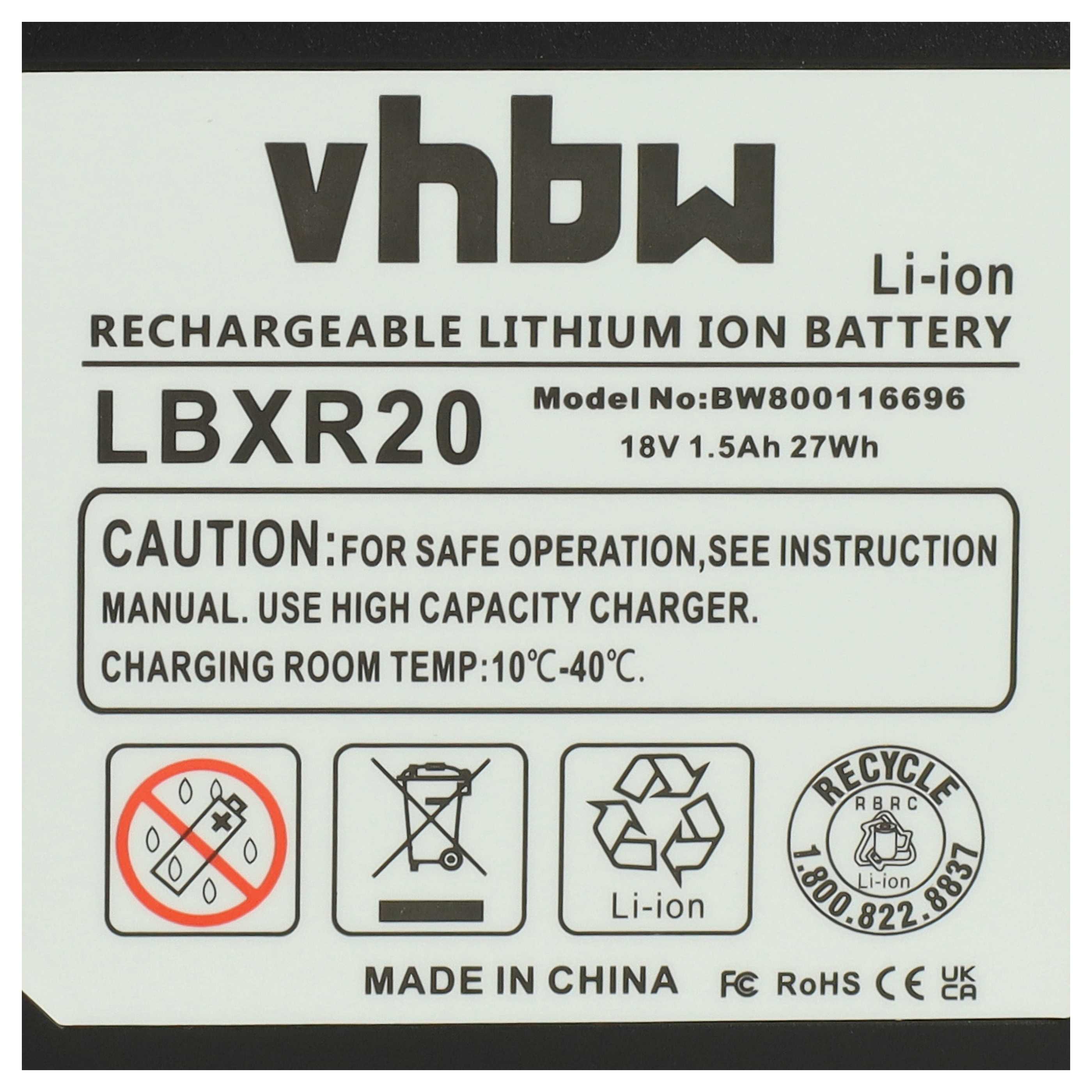2x Akumulator do elektronarzędzi zamiennik Black & Decker BL1318, BL1518, BL1518-XJ - 1,5 Ah 18 V Li-Ion