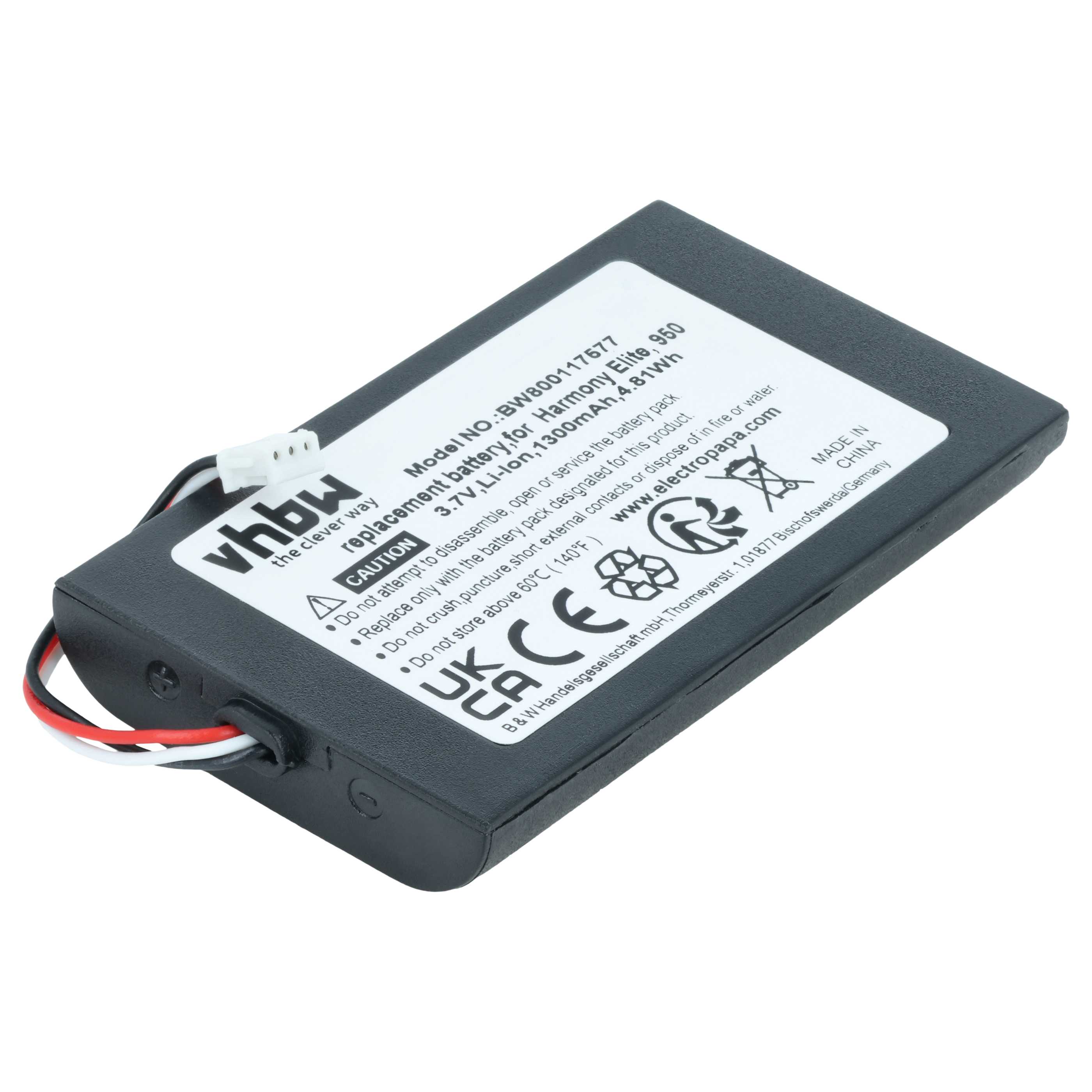 Batteria per telecomando remote controller sostituisce Logitech 623158, 533-000128 - 1300mAh 3,7V Li-Ion