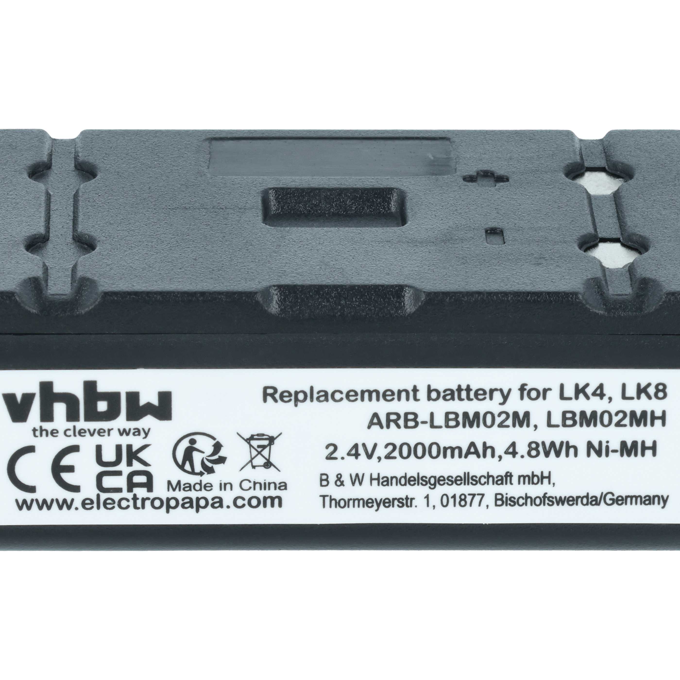 2x Batteria per telecomando remote controller sostituisce Autec ARB-LBM02M, LBM02MH - 2000mAh 2,4V NiMH