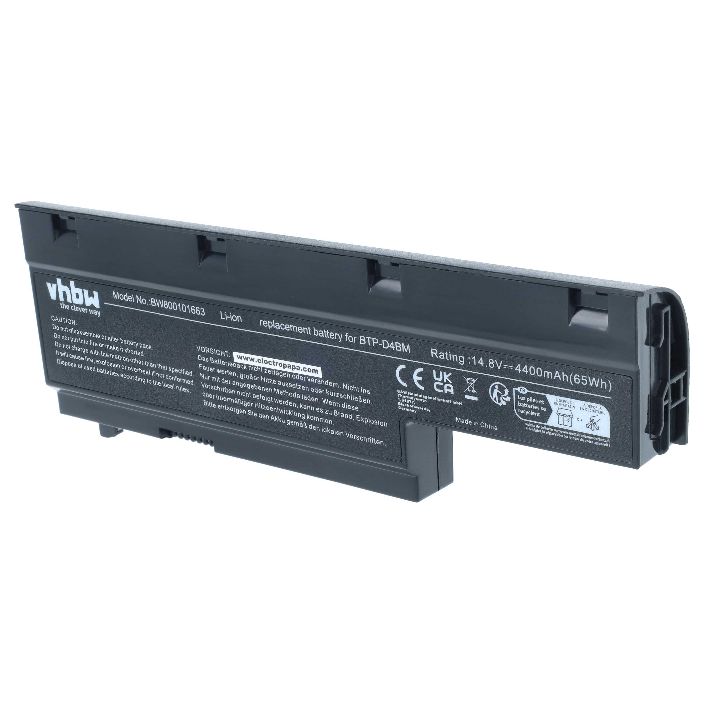 Batterie remplace Medion 40029779, 40029778 pour ordinateur portable Medion- 4400mAh 14,8V Li-ion, noir