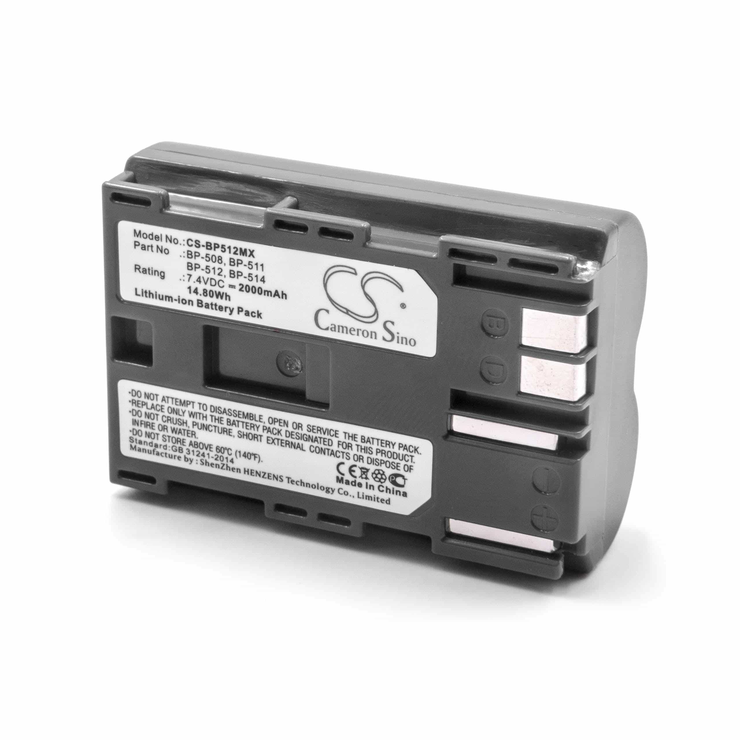 Akumulator do aparatu cyfrowego zamiennik Canon BP-511A, BP-512, BP-511, BP-508 - 2000 mAh 7,4 V Li-Ion