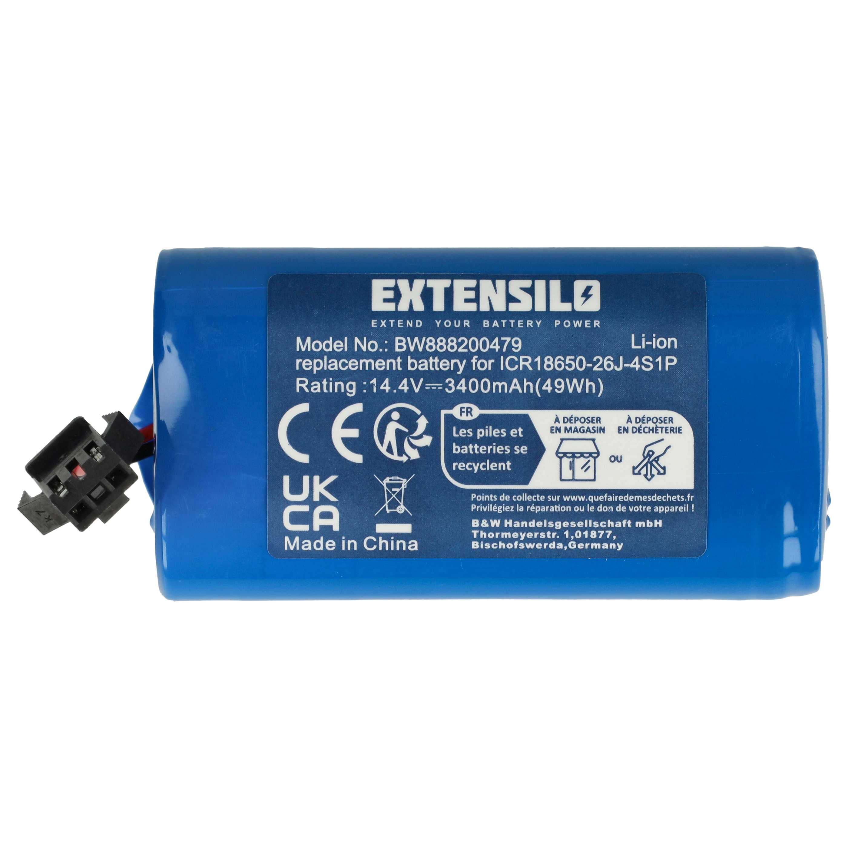 Battery replaces Cecotec CONG1002 for Eufy etc. 3400mAh, 14.4V, Li-Ion