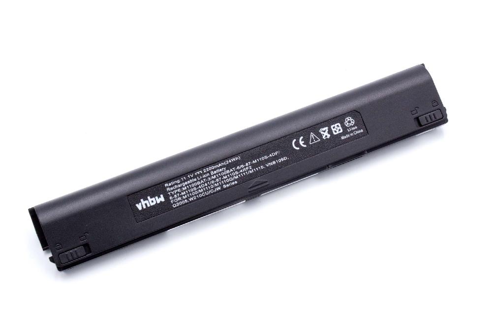 Batterie remplace Clevo 6-87-M110S-4DF, 6-87-M110S-4D41 pour ordinateur portable - 2200mAh 10,8V Li-ion, noir
