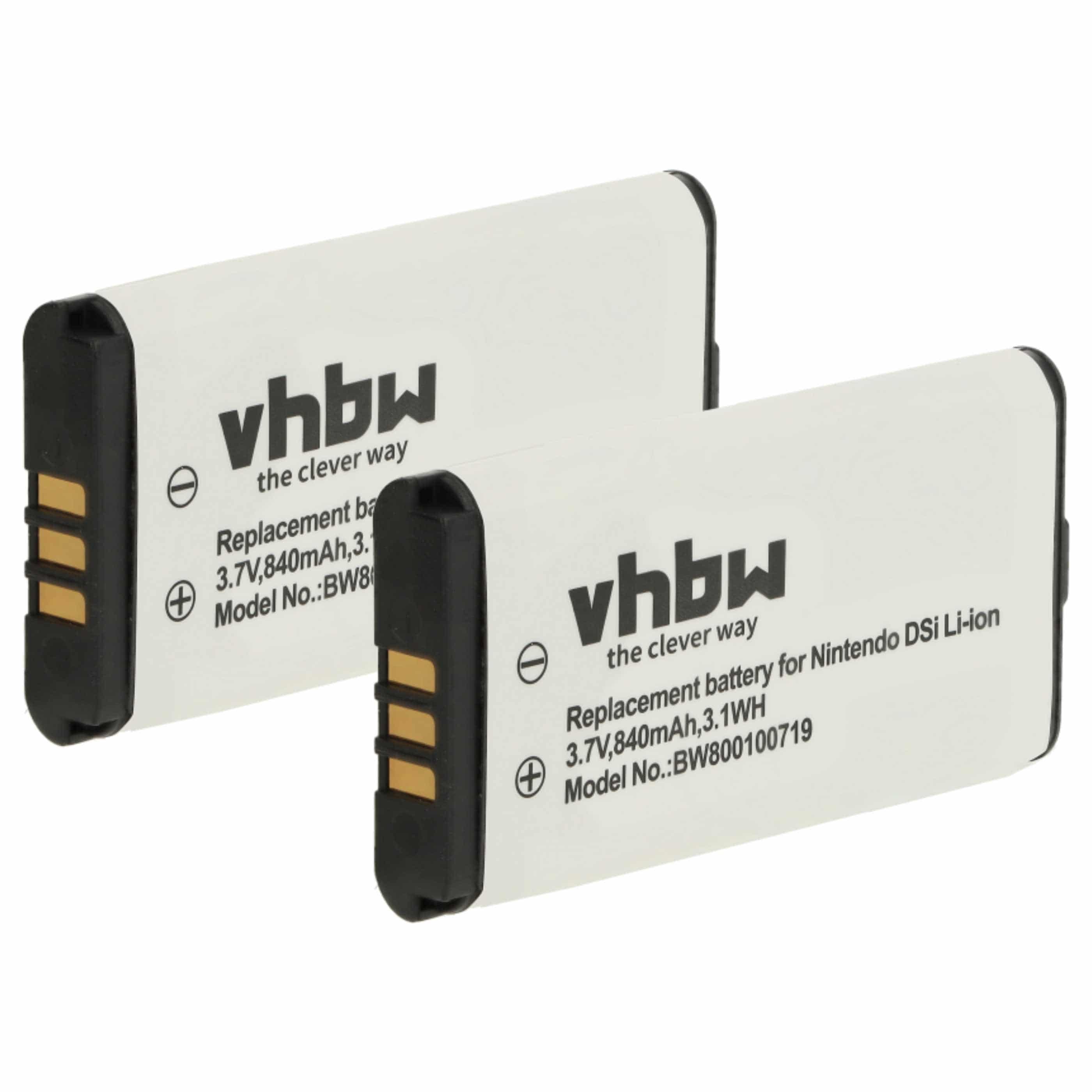 Games Console 2x Battery replaces Nintendo TWL-001, C/TWL-A-BP, TWL-003, BOAMK01 - 840 mAh 3.7 V Li-Ion