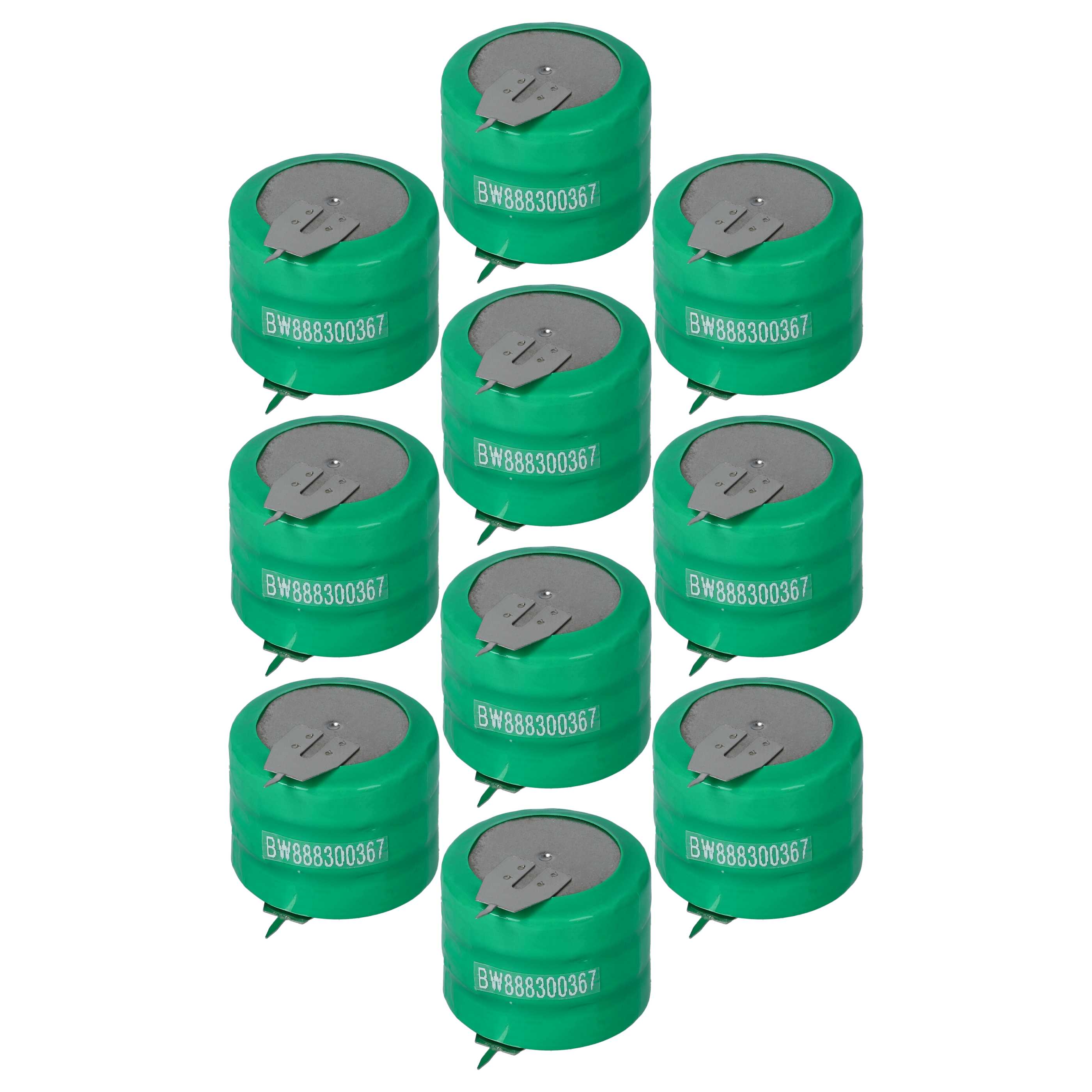 10x Button Cell Battery Type V250H for Model Building Solar Lamps etc. - 250 mAh 3.6 V NiMH